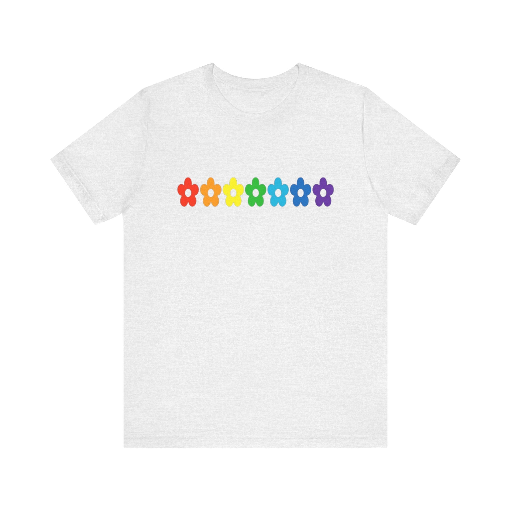 Rainbow Flower Row Tee | Pride Floral Graphic T-Shirt