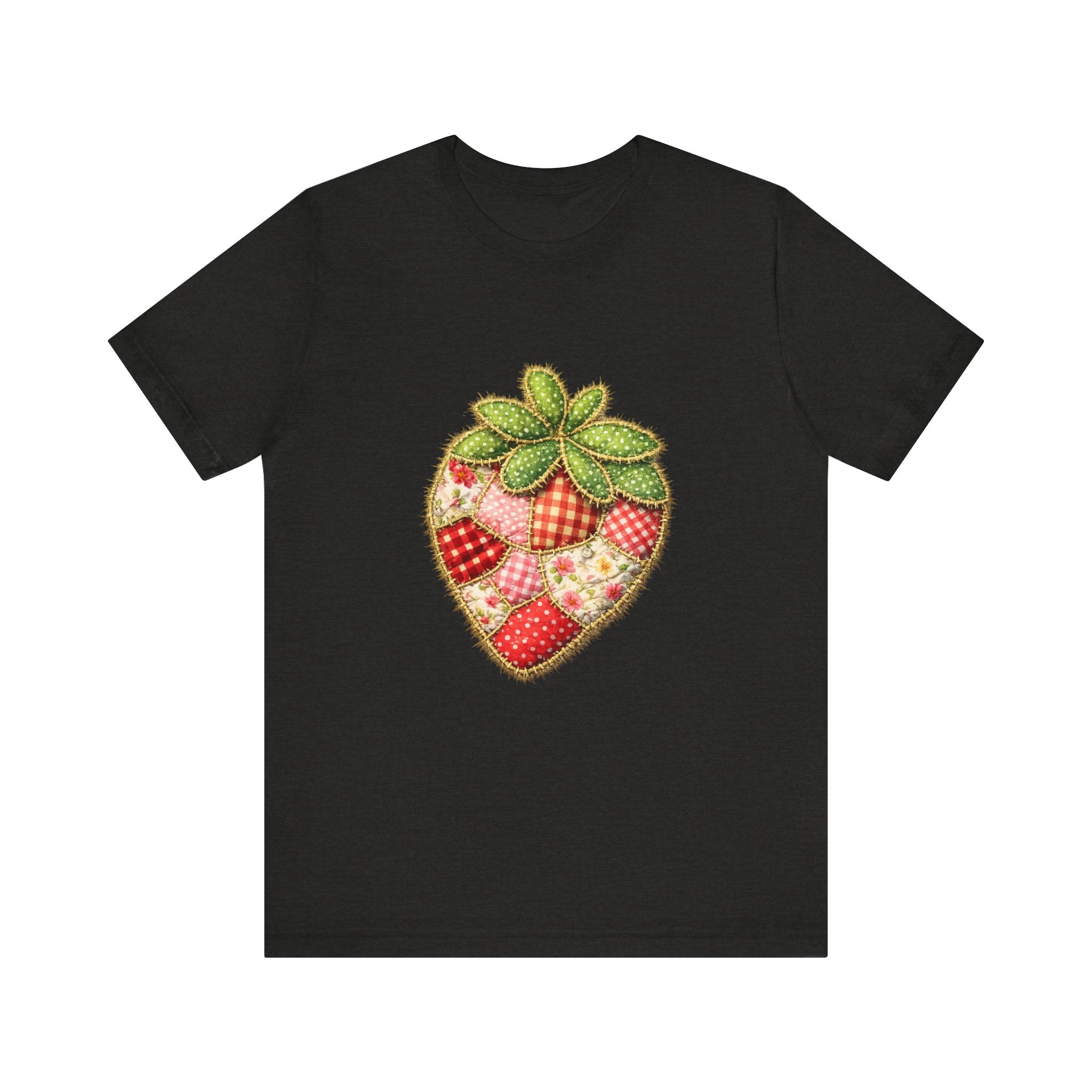 Custom Fruit Shirt  | Patchwork Strawberry Tee | Quilted Heart Fruit Illustration Tee