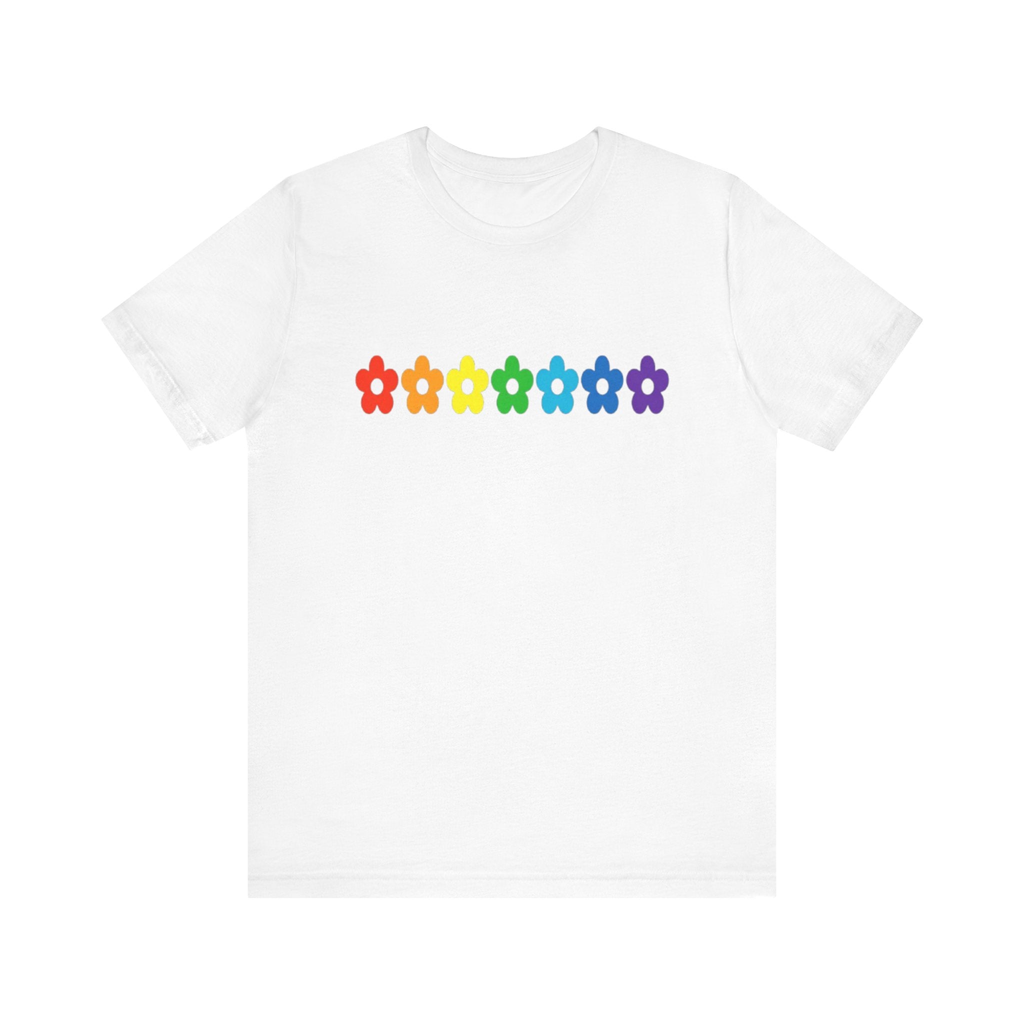 Rainbow Flower Row Tee | Pride Floral Graphic T-Shirt
