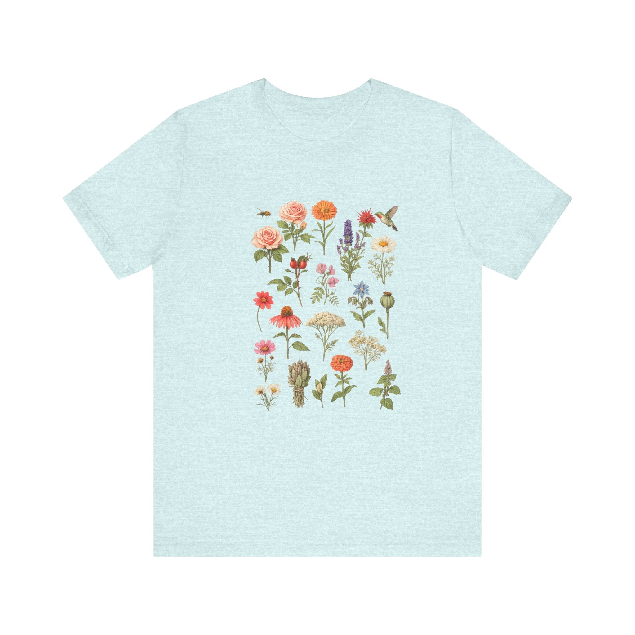 Wildflower Botanical Print Tee | Vintage Floral Illustration, Garden Plants