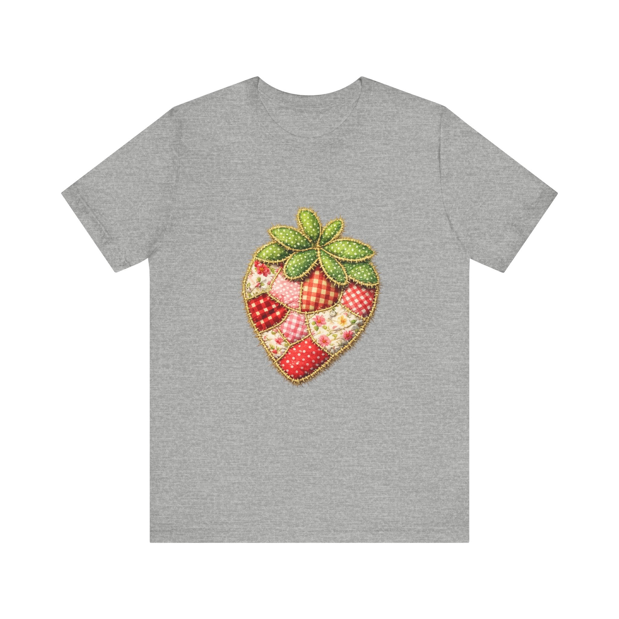 Custom Fruit Shirt  | Patchwork Strawberry Tee | Quilted Heart Fruit Illustration Tee