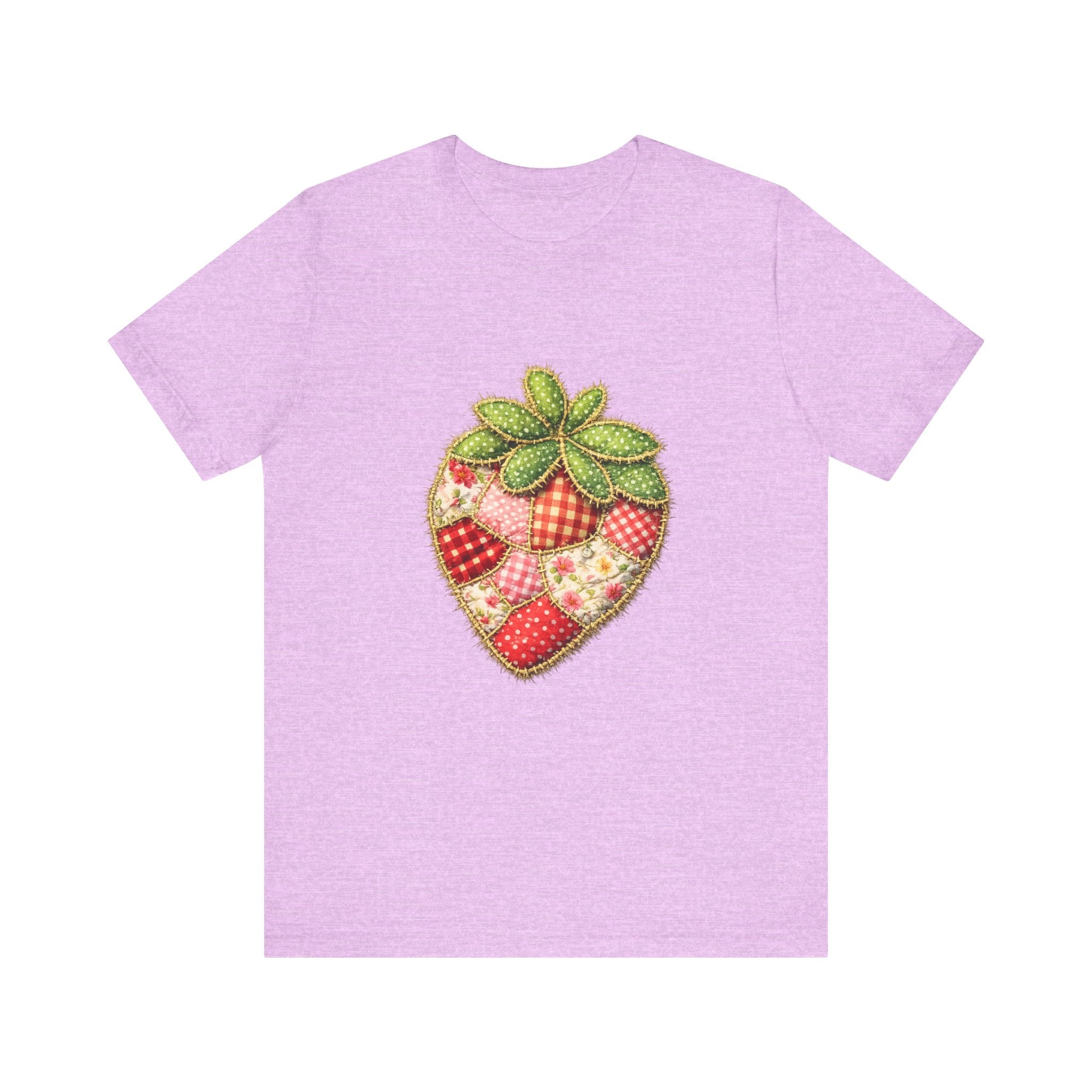 Custom Fruit Shirt  | Patchwork Strawberry Tee | Quilted Heart Fruit Illustration Tee