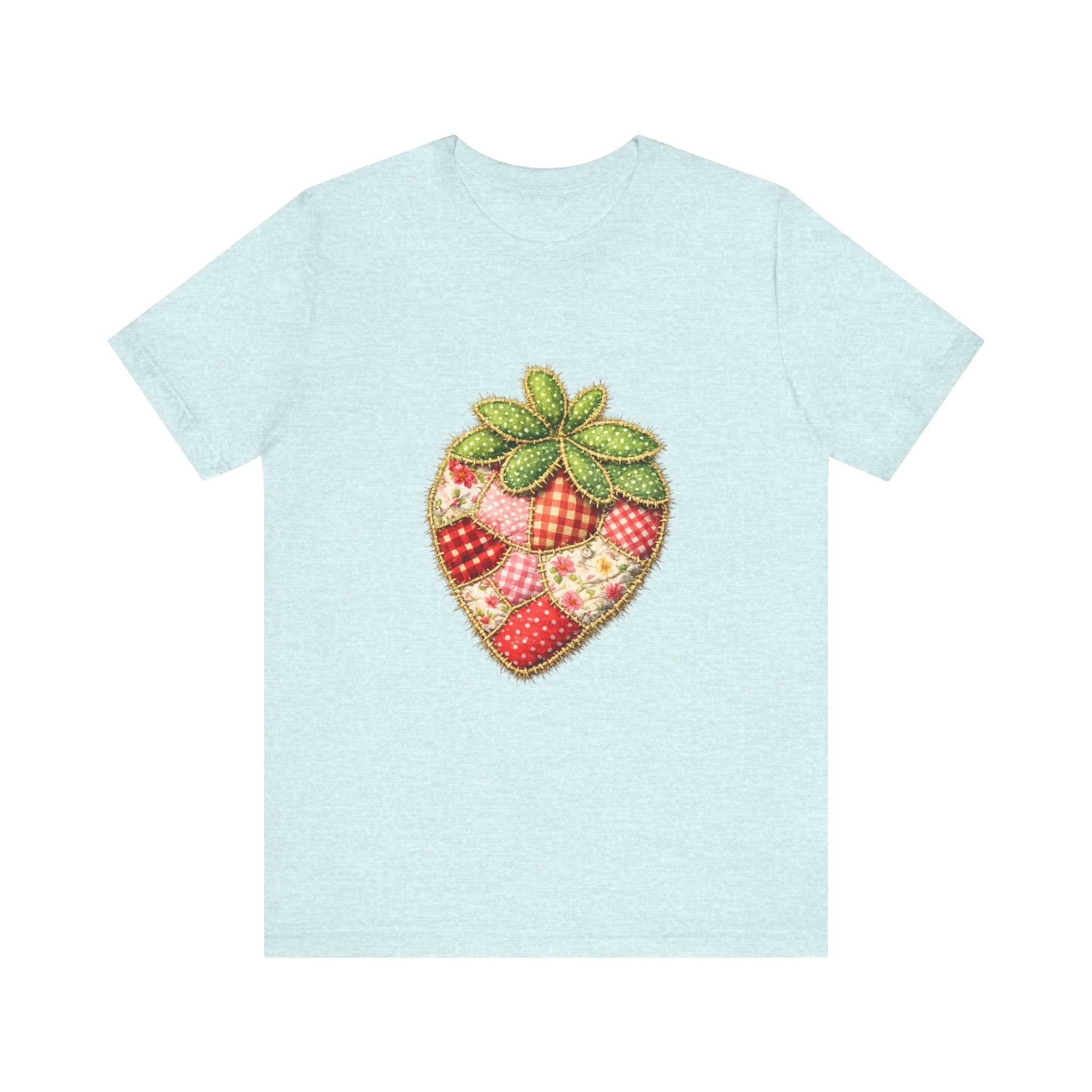 Custom Fruit Shirt  | Patchwork Strawberry Tee | Quilted Heart Fruit Illustration Tee