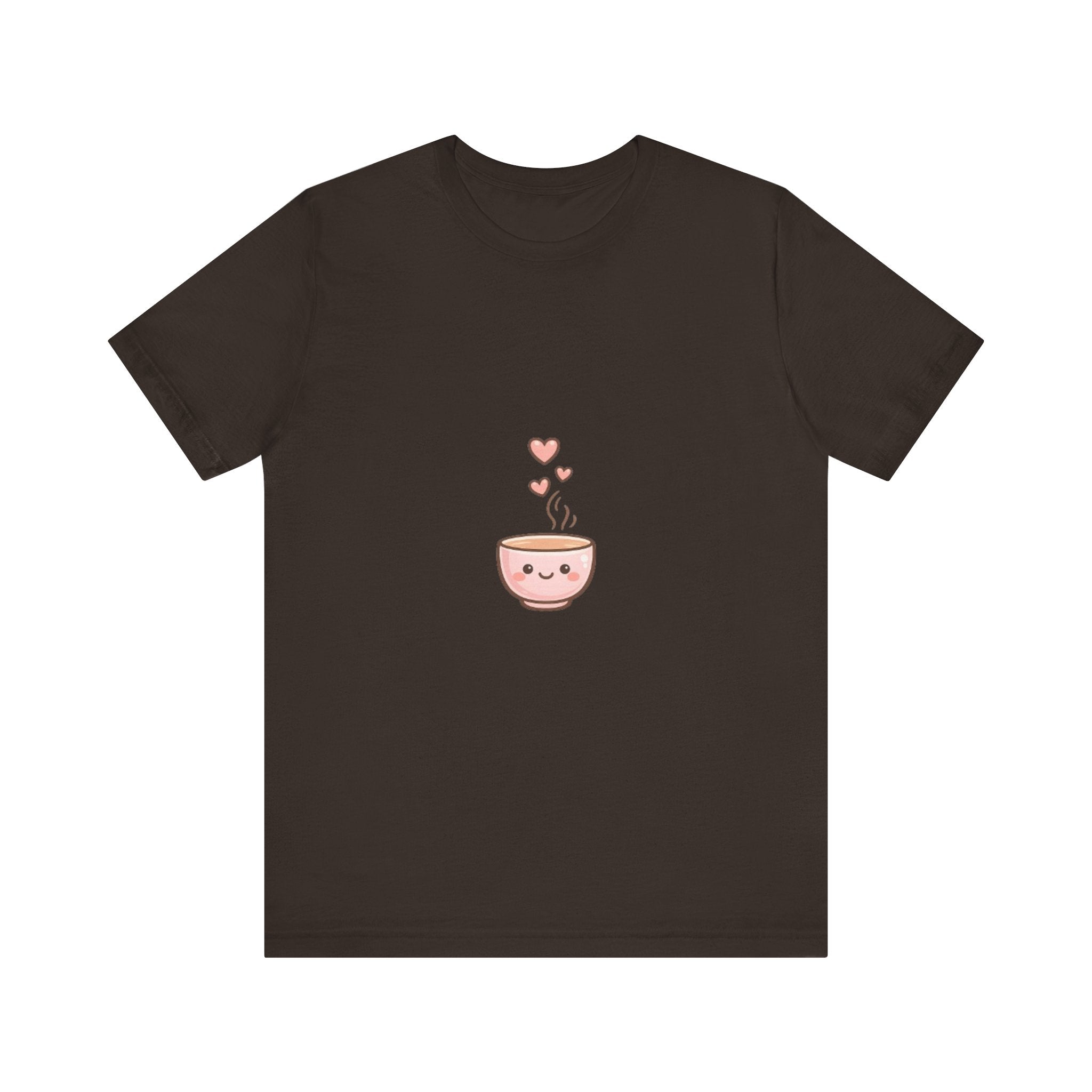 Cute Kawaii Coffee Cup T-Shirt | Smiling Mug with Hearts