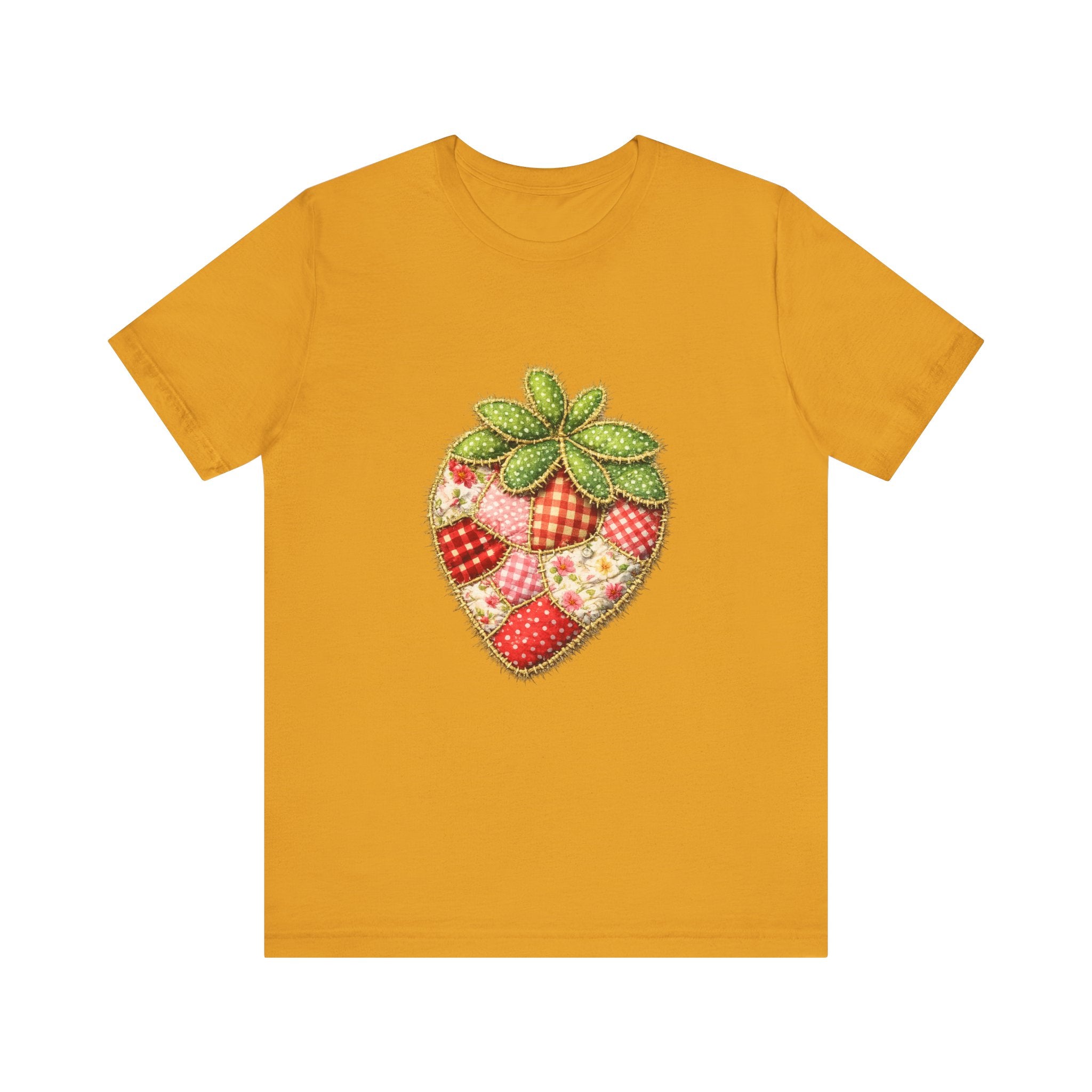 Custom Fruit Shirt  | Patchwork Strawberry Tee | Quilted Heart Fruit Illustration Tee