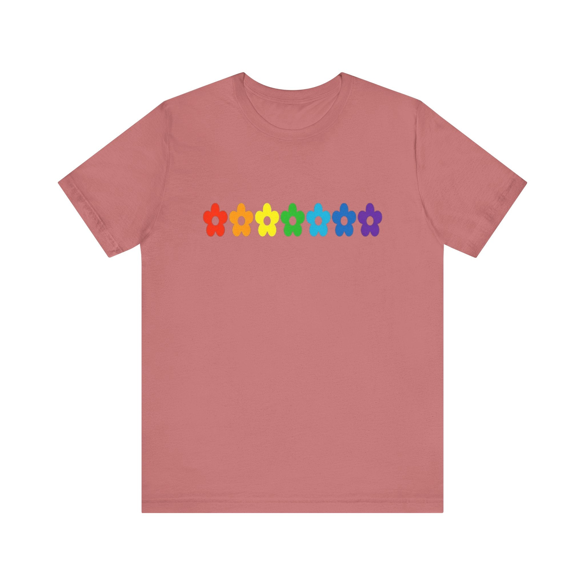 Rainbow Flower Row Tee | Pride Floral Graphic T-Shirt