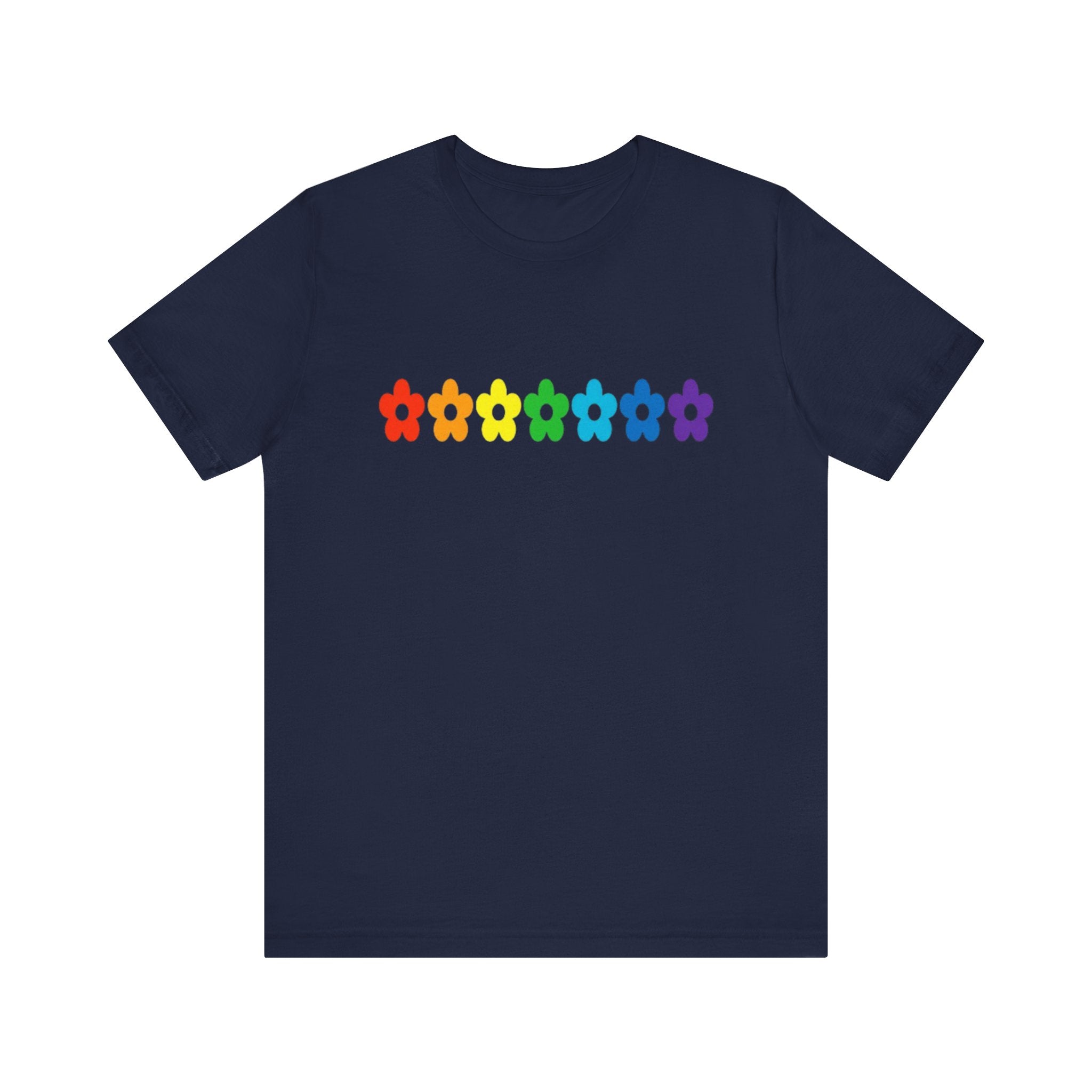 Rainbow Flower Row Tee | Pride Floral Graphic T-Shirt