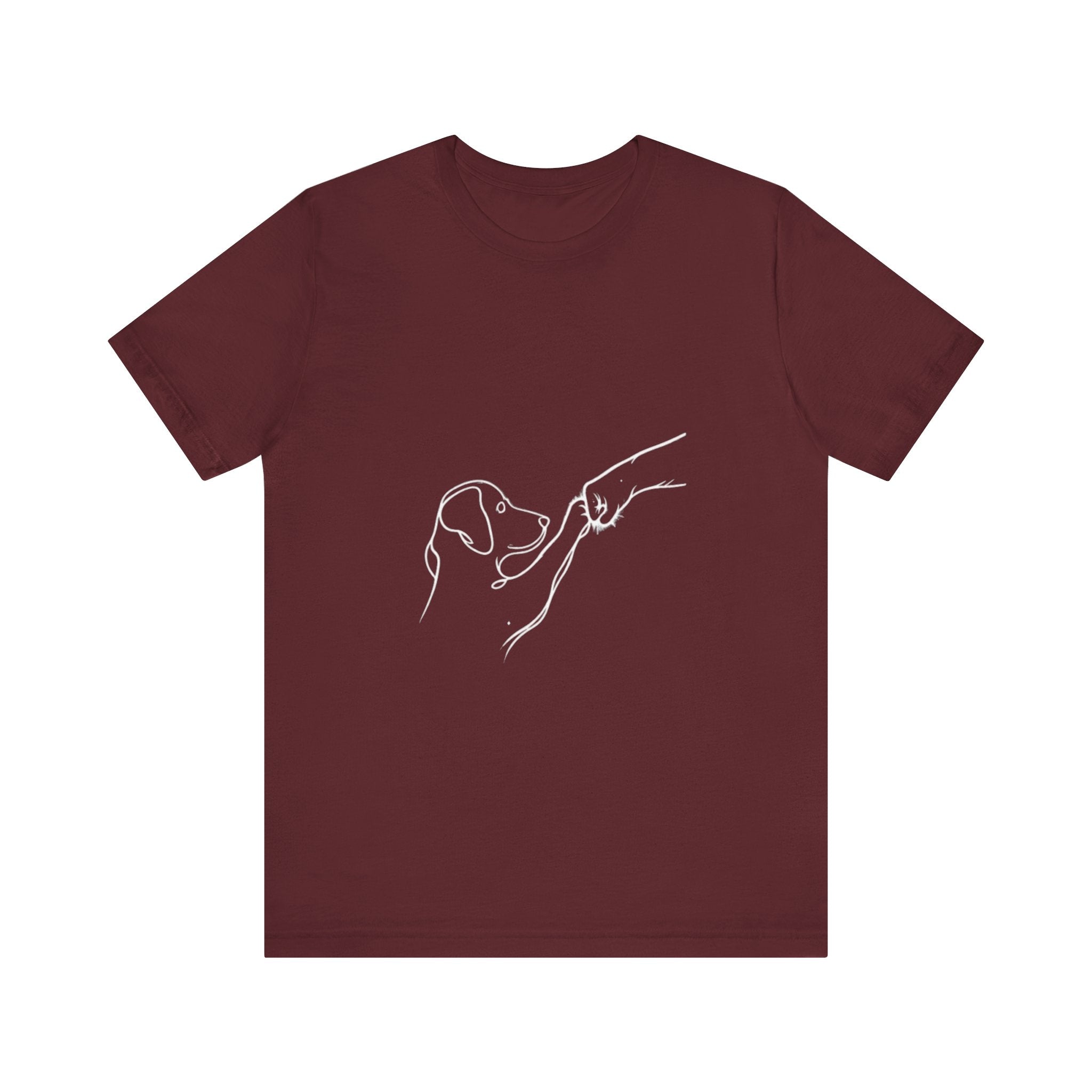 Dog and Moon Line Art Tee | Minimal Pet Illustration, White Shirt
