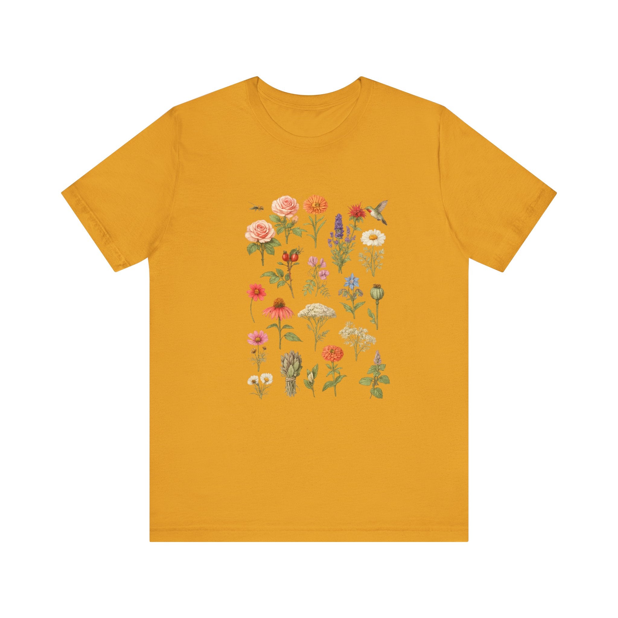 Wildflower Botanical Print Tee | Vintage Floral Illustration, Garden Plants