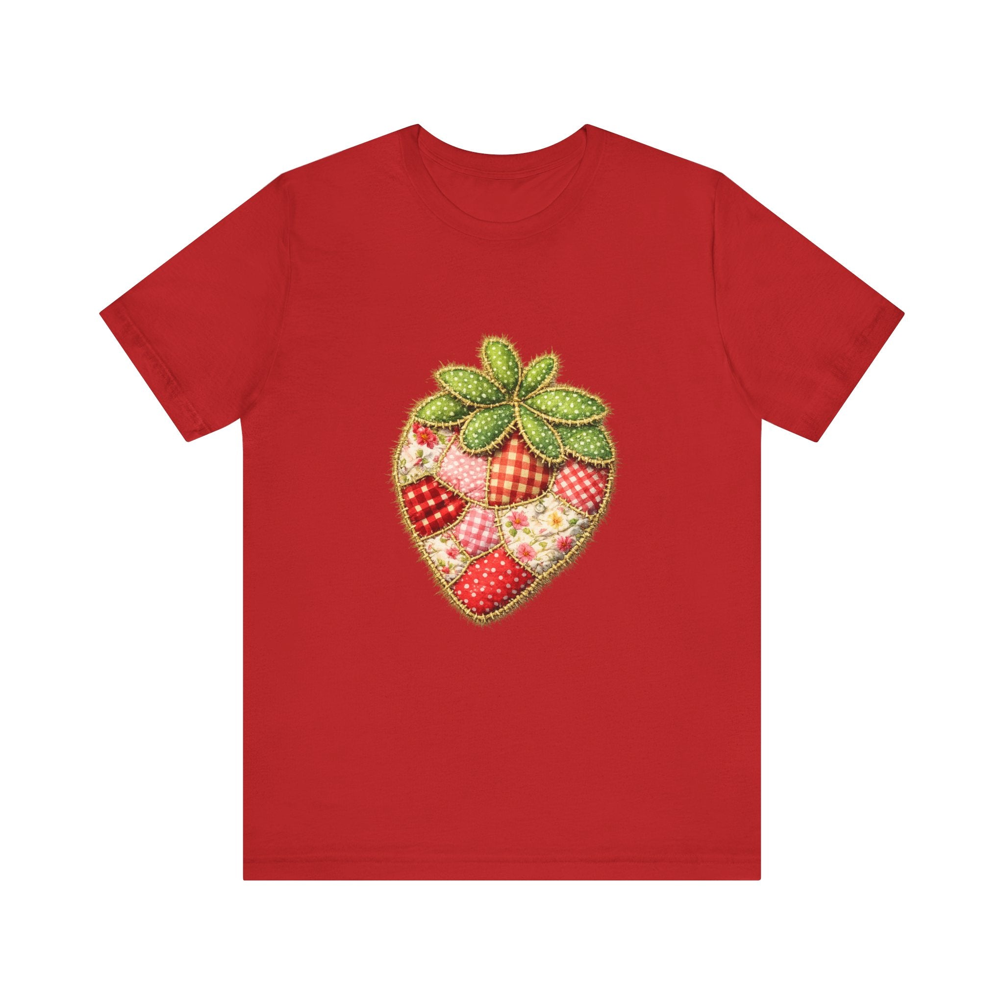 Custom Fruit Shirt  | Patchwork Strawberry Tee | Quilted Heart Fruit Illustration Tee