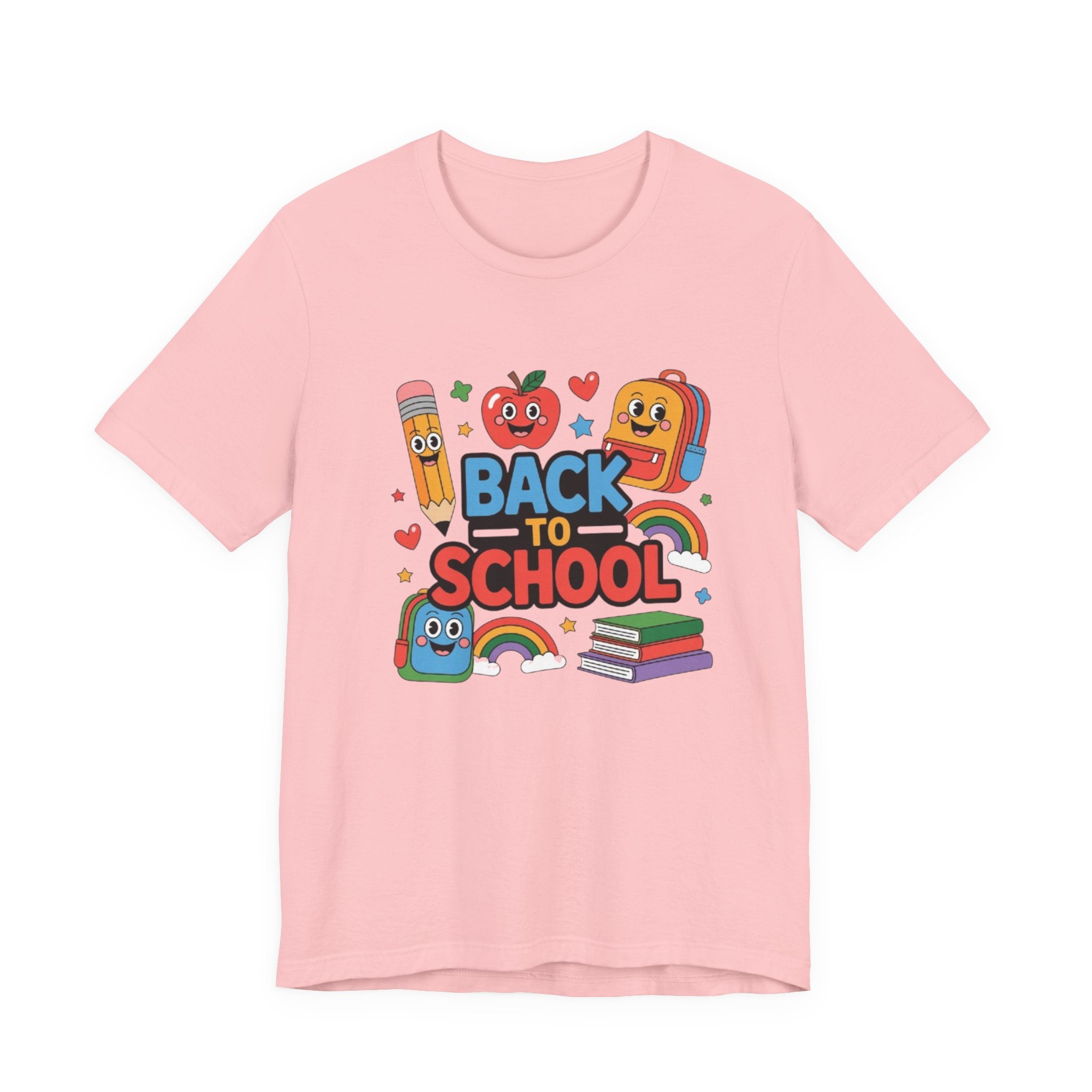 Back to School Cute Cartoon Characters T-Shirt | Pencil Apple Backpack Books|Gift Teacher shirt| School shirt|Teacher shirt