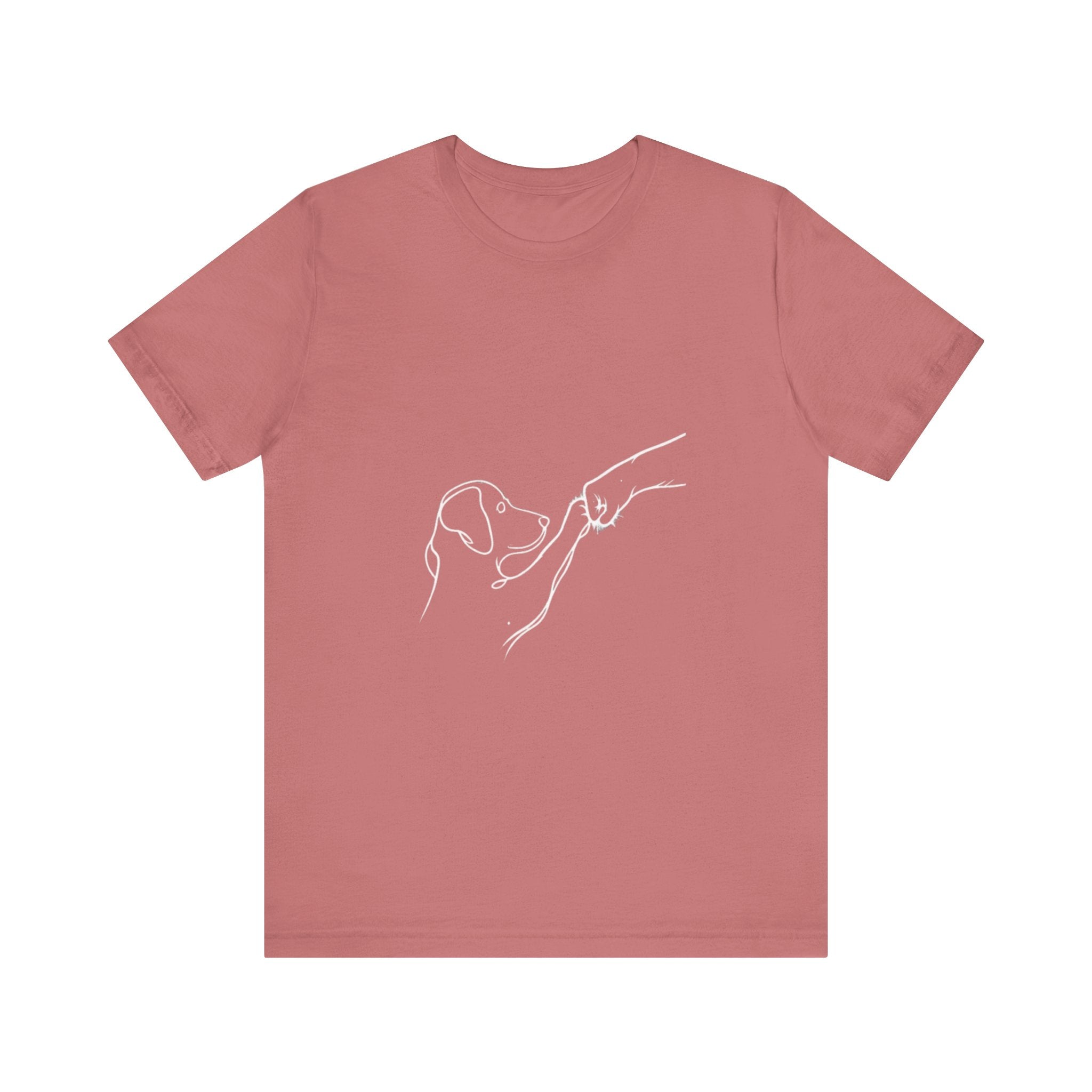 Dog and Moon Line Art Tee | Minimal Pet Illustration, White Shirt