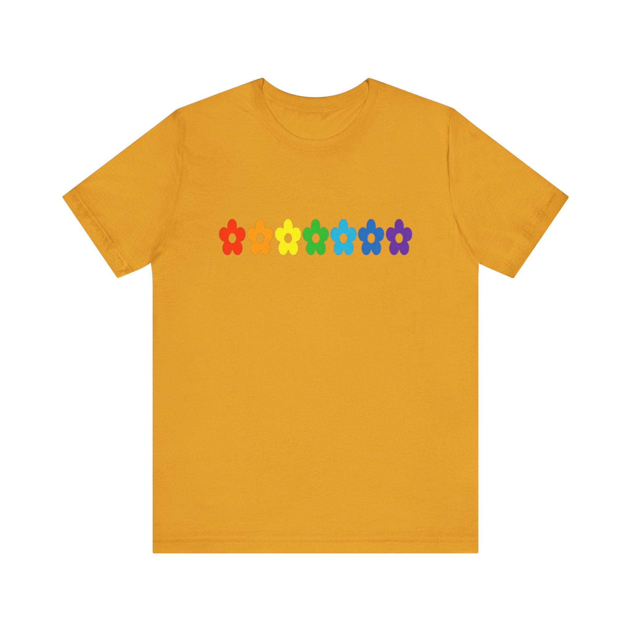Rainbow Flower Row Tee | Pride Floral Graphic T-Shirt