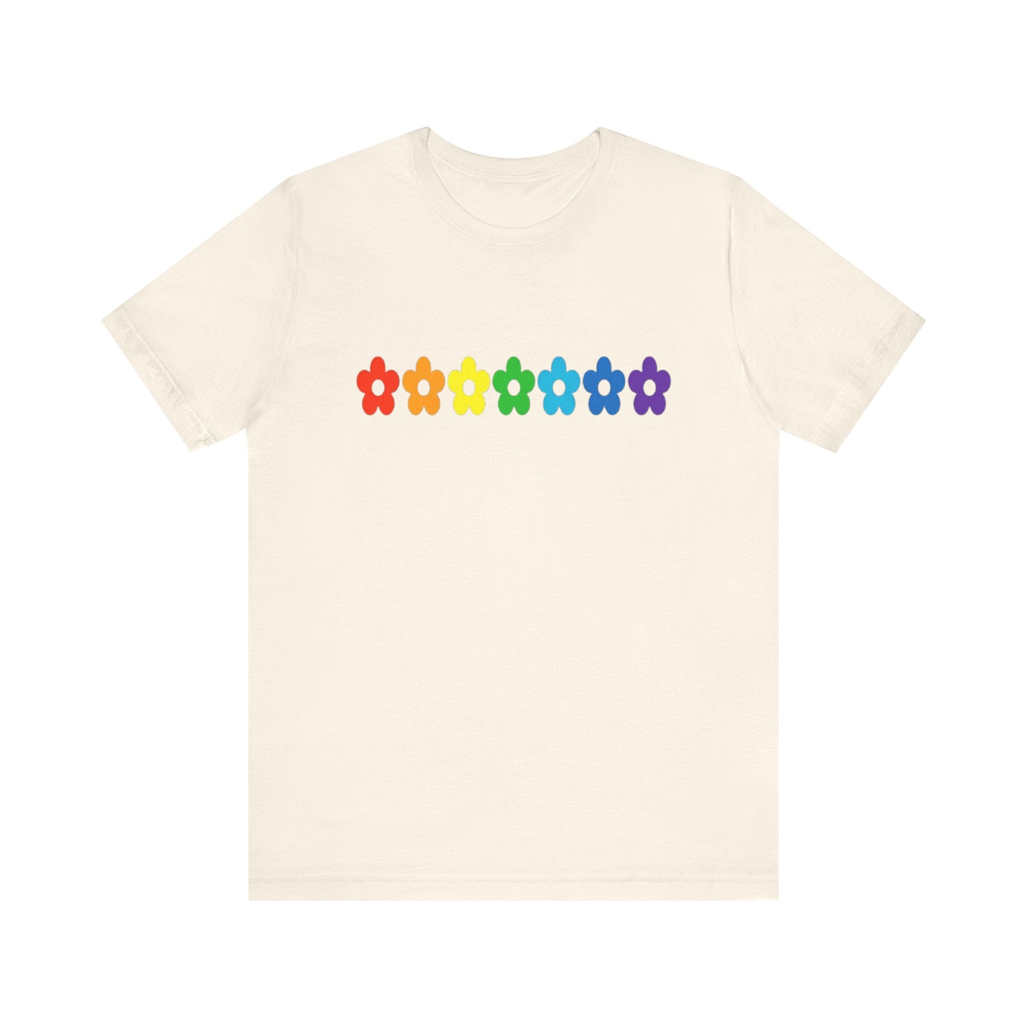 Rainbow Flower Row Tee | Pride Floral Graphic T-Shirt