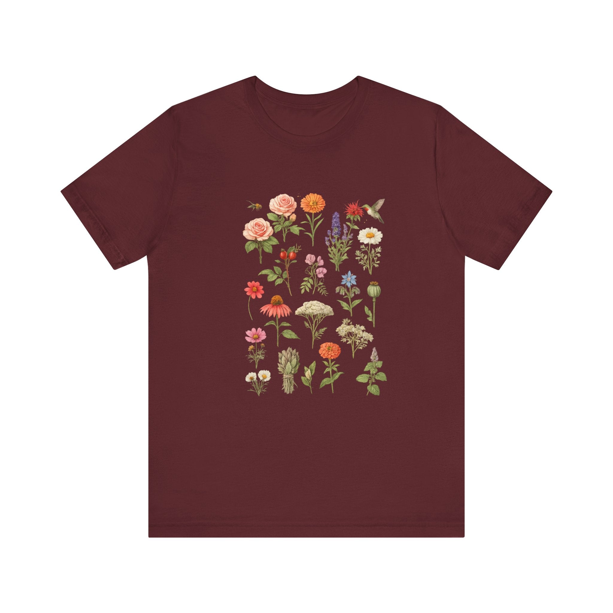 Wildflower Botanical Print Tee | Vintage Floral Illustration, Garden Plants