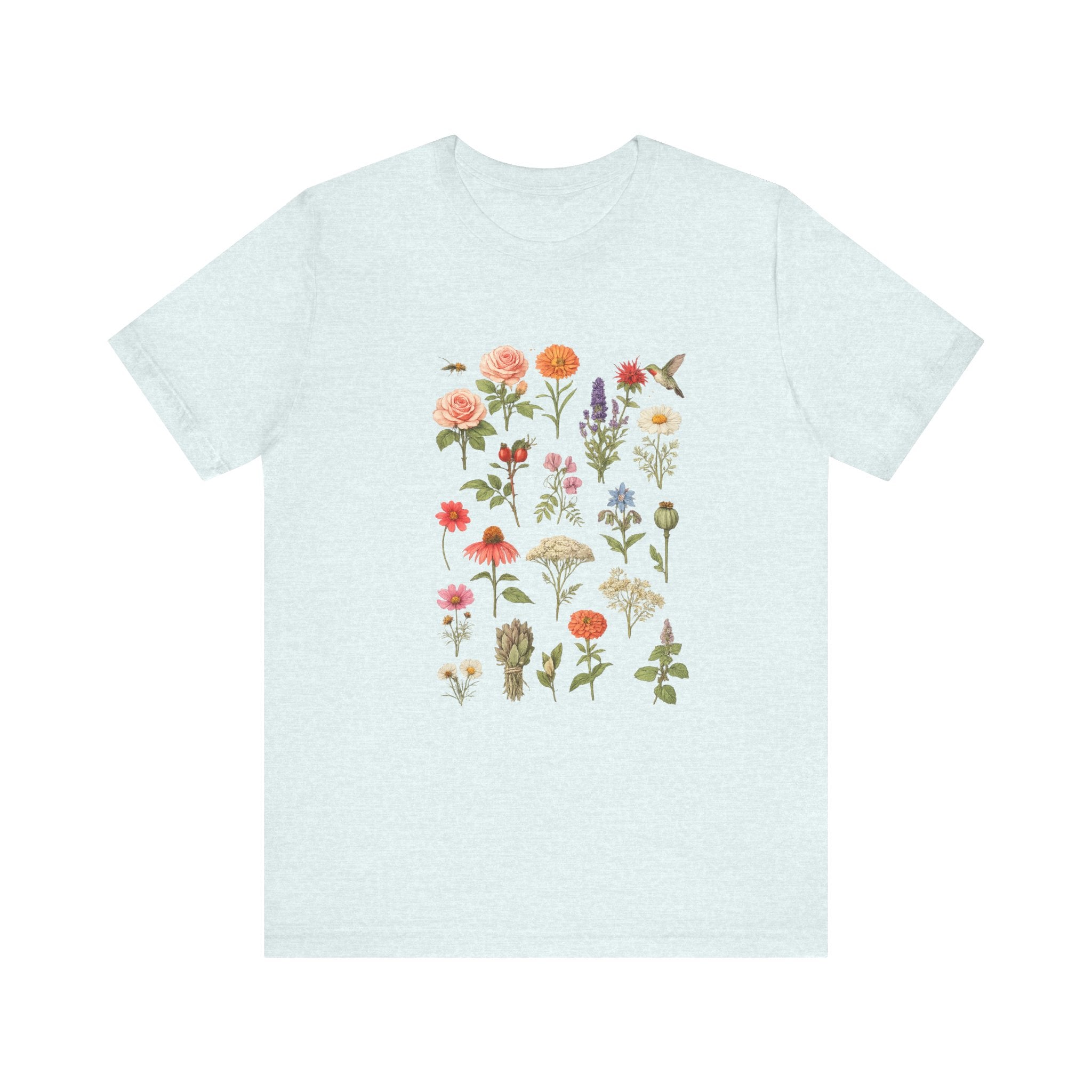 Wildflower Botanical Print Tee | Vintage Floral Illustration, Garden Plants
