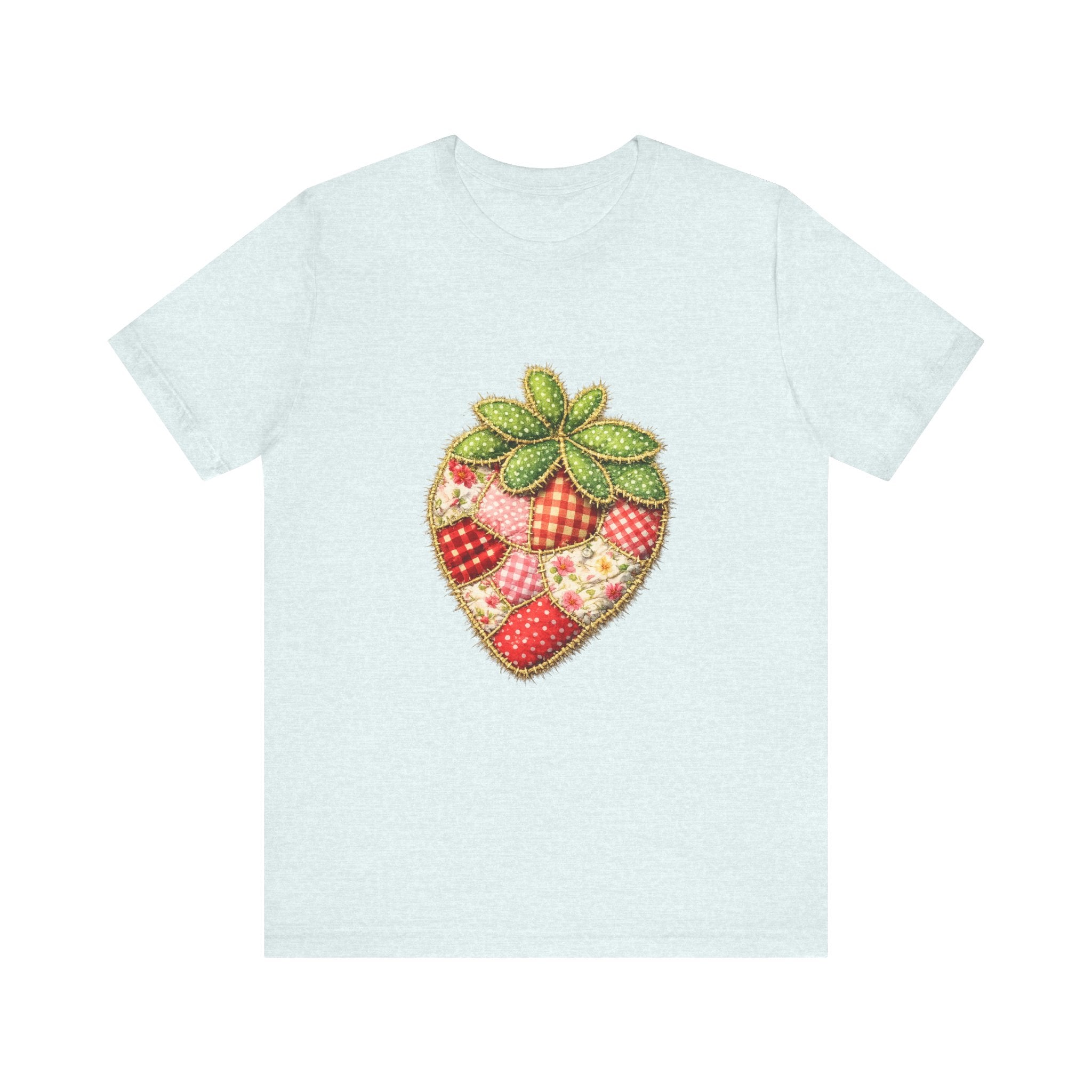 Custom Fruit Shirt  | Patchwork Strawberry Tee | Quilted Heart Fruit Illustration Tee