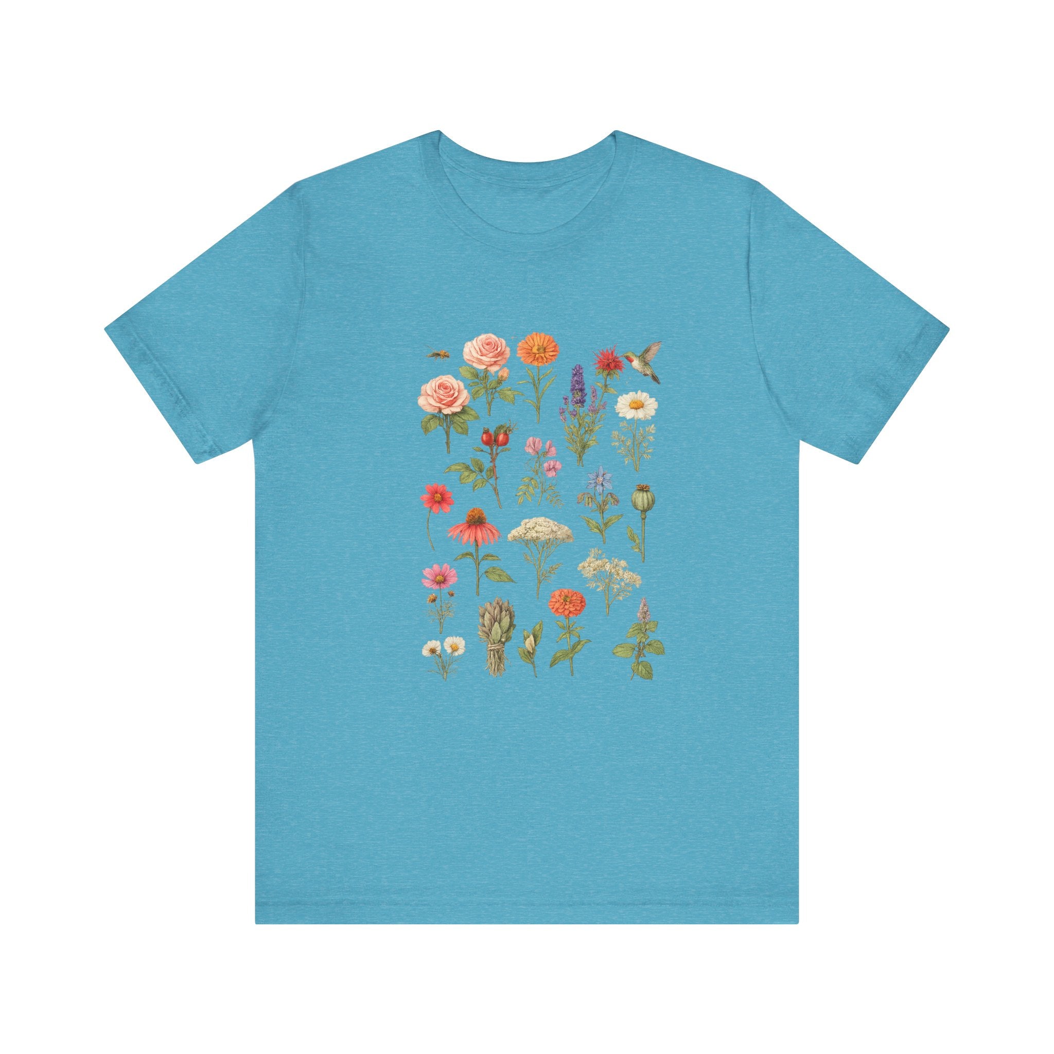 Wildflower Botanical Print Tee | Vintage Floral Illustration, Garden Plants