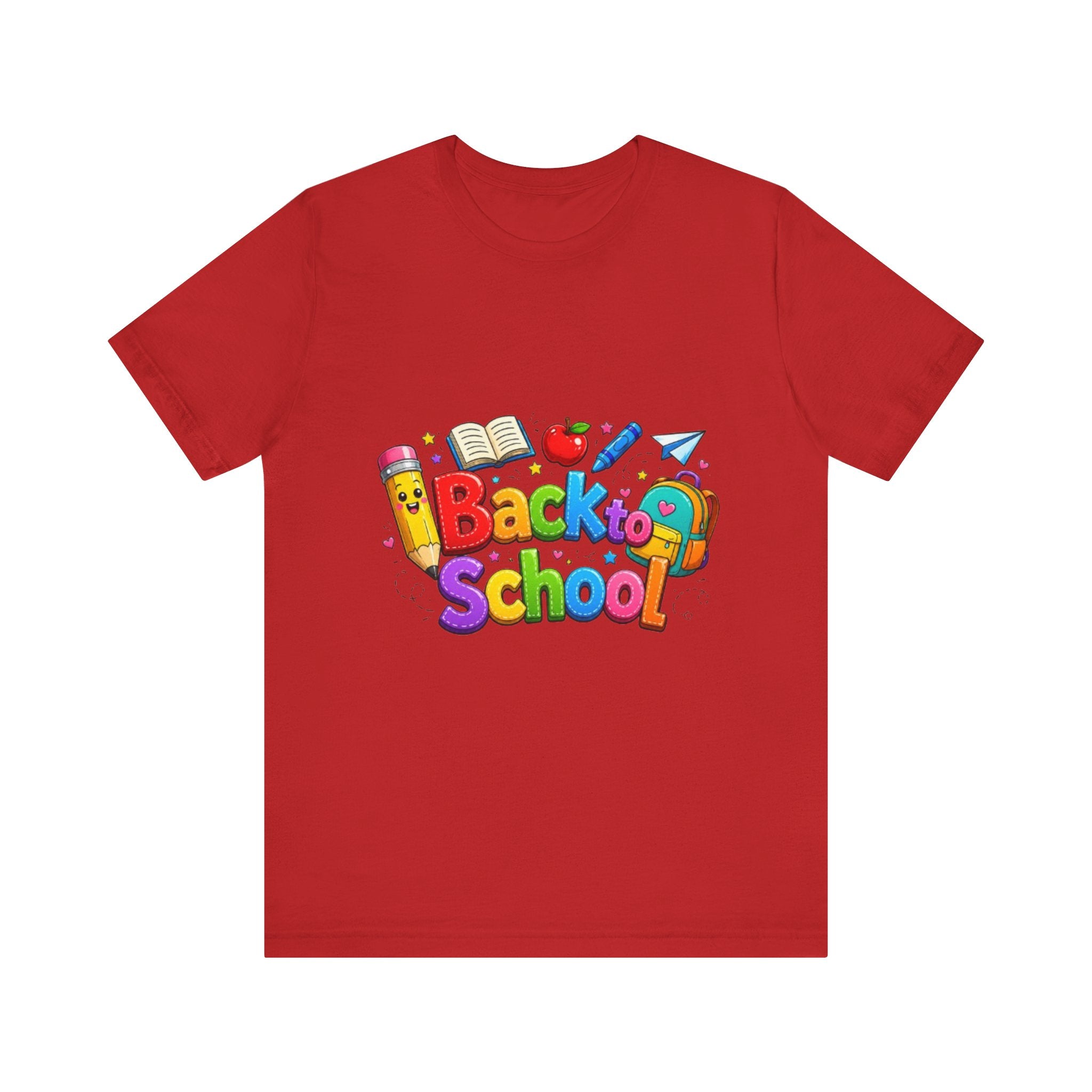 Back to School cartoon graphic Tee | Pencil, apple, books design