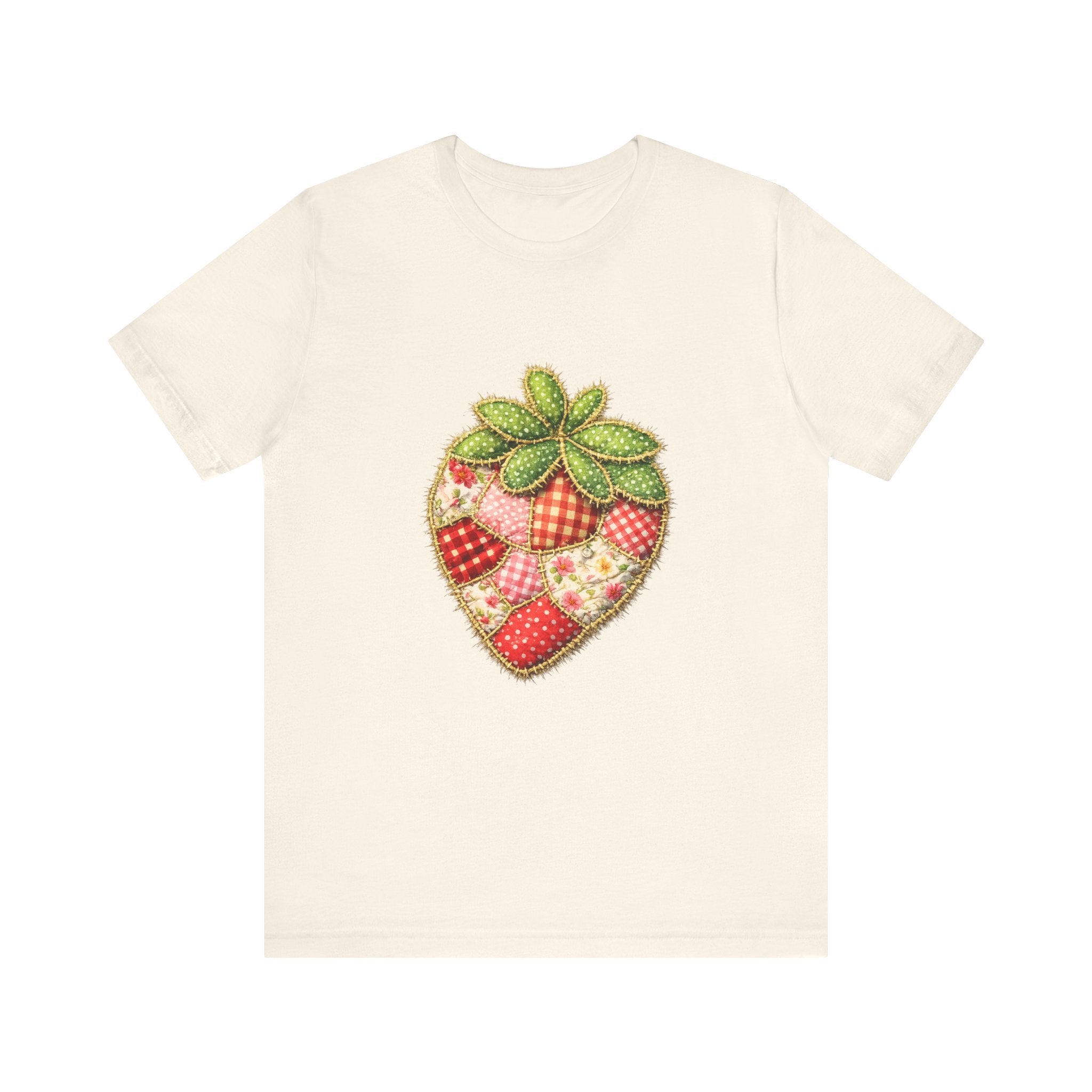 Custom Fruit Shirt  | Patchwork Strawberry Tee | Quilted Heart Fruit Illustration Tee