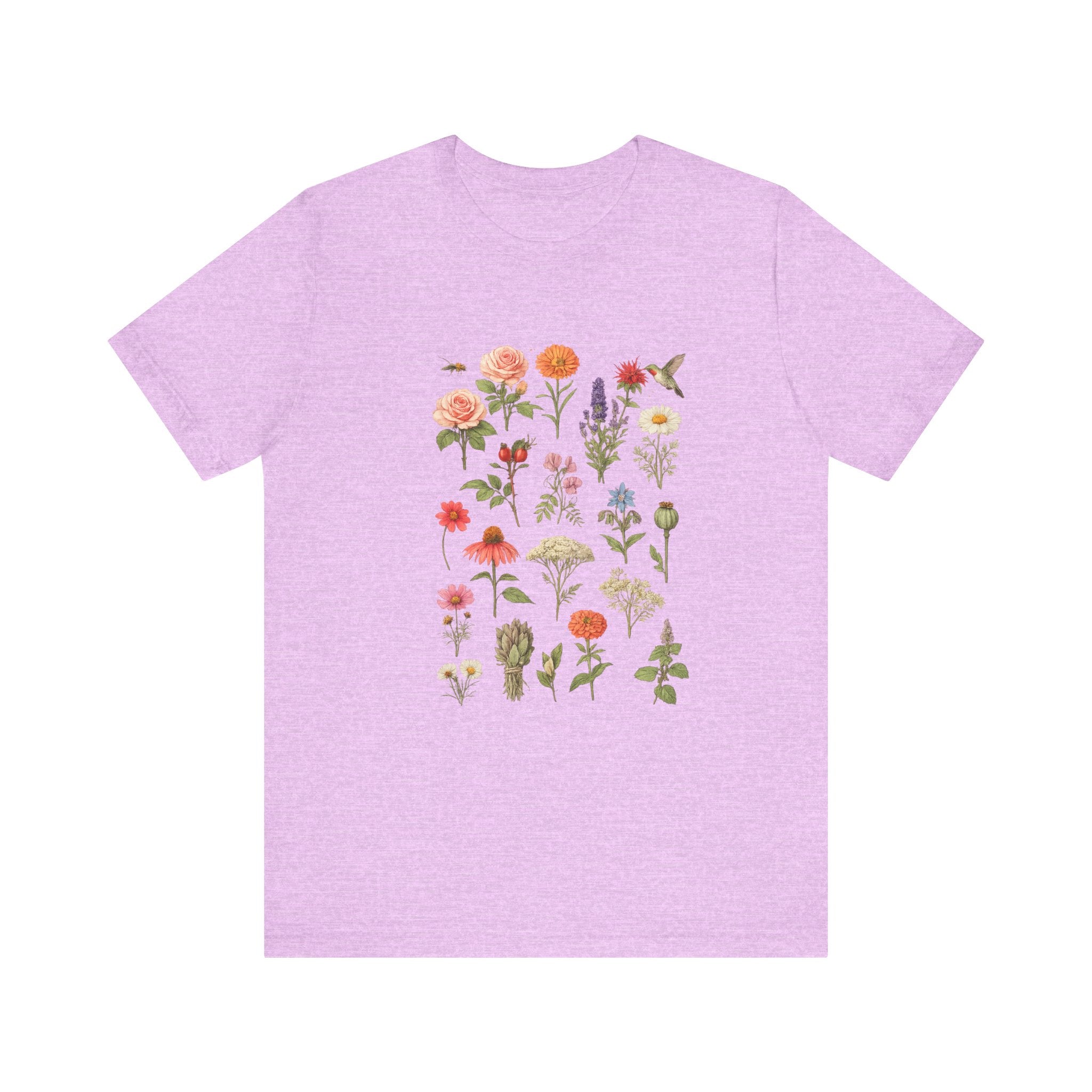Wildflower Botanical Print Tee | Vintage Floral Illustration, Garden Plants