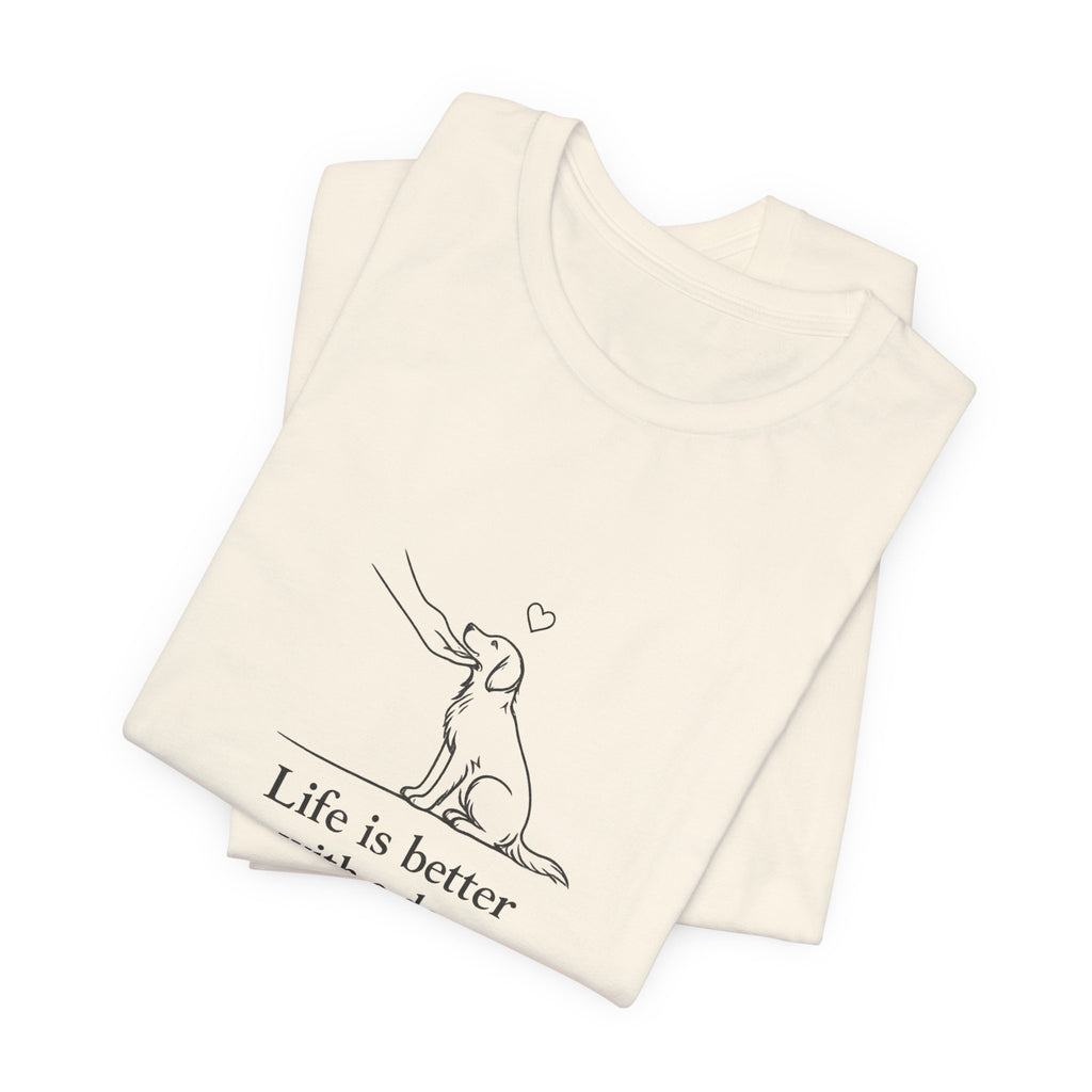 Life Is Better With a Dog tee | Dog Outline Illustration T-Shirt| Dog lover T-Shirt| Pet lover T-Shirt