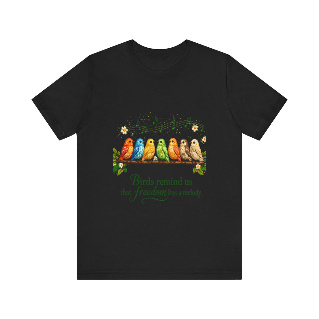 Colorful Songbirds on Branch T-Shirt | Birds Remind Us That Freedom Has a Melody
