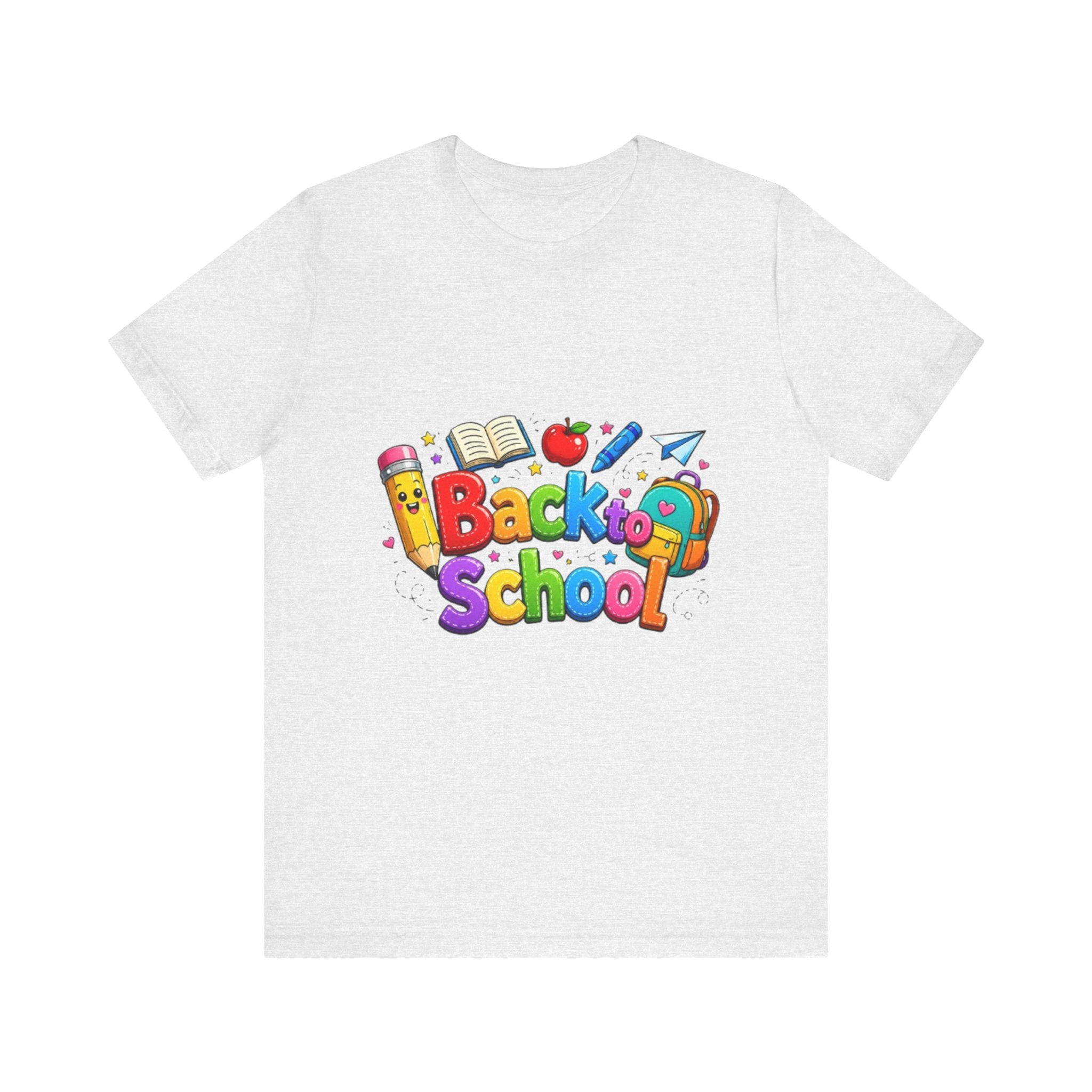 Back to School cartoon graphic Tee | Pencil, apple, books design
