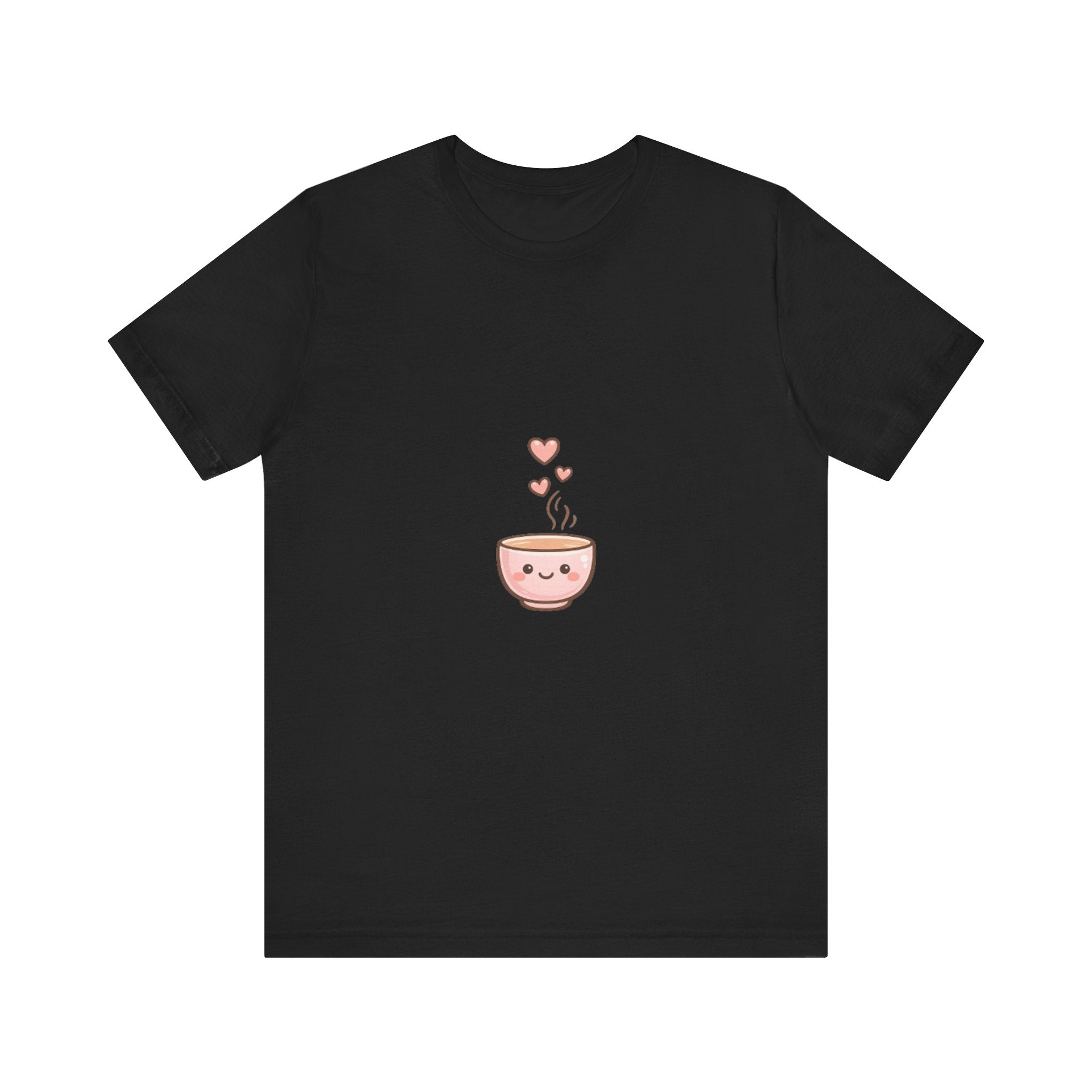 Cute Kawaii Coffee Cup T-Shirt | Smiling Mug with Hearts