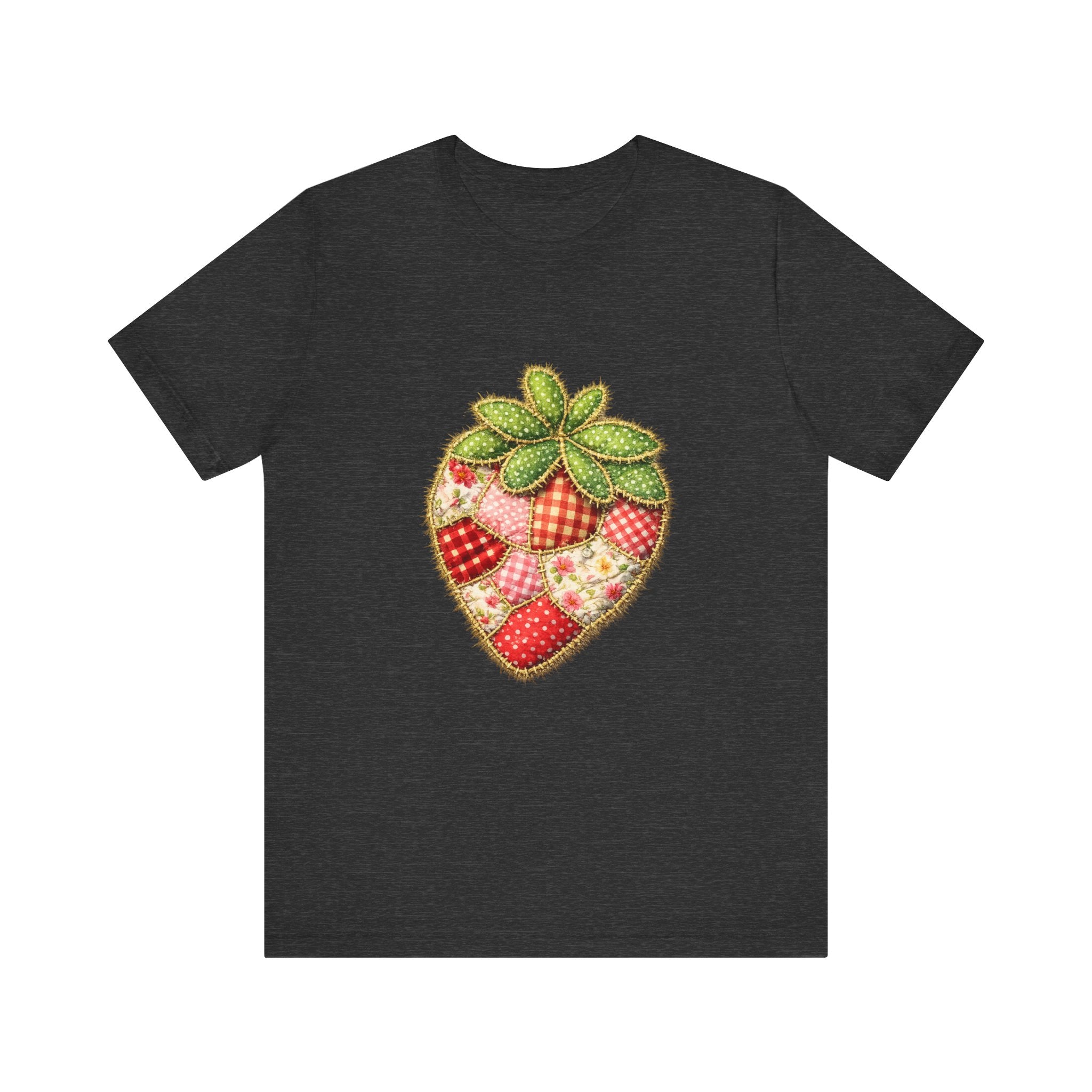 Custom Fruit Shirt  | Patchwork Strawberry Tee | Quilted Heart Fruit Illustration Tee