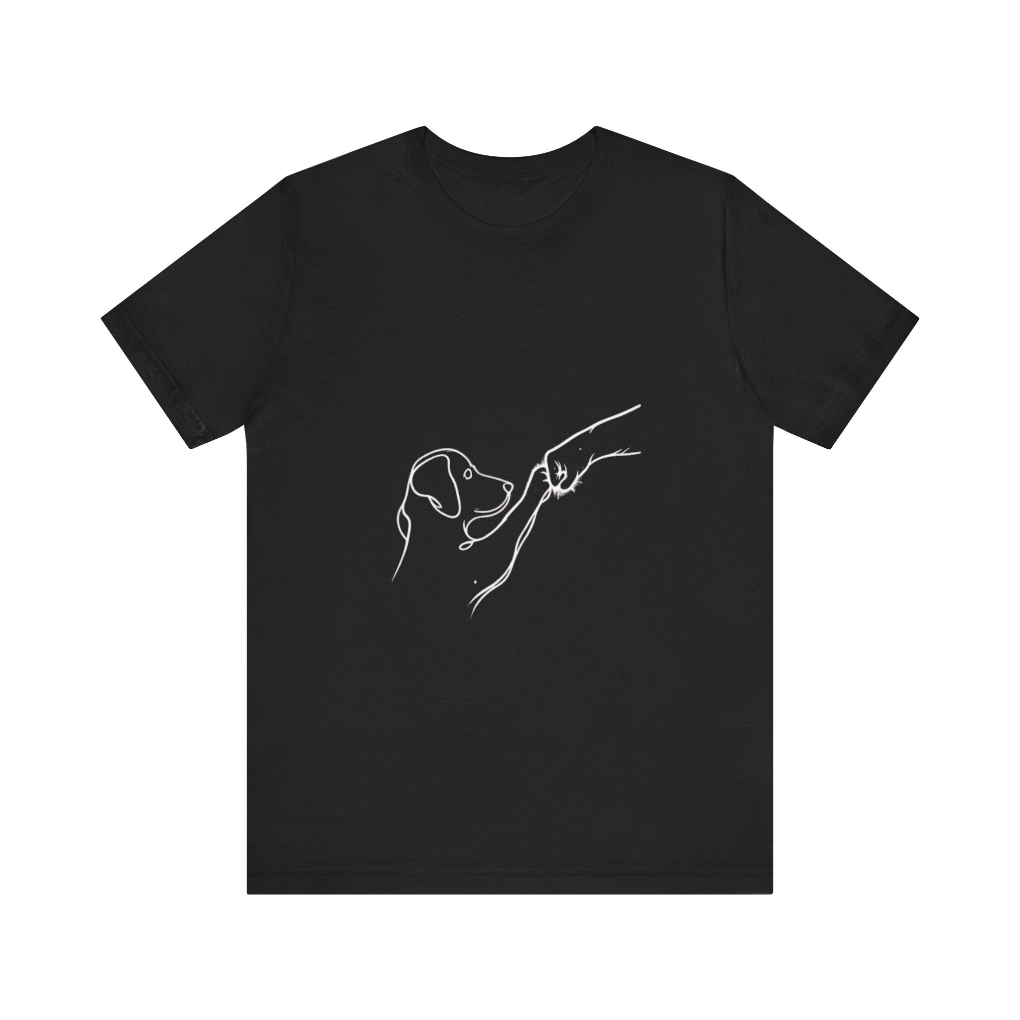 Dog and Moon Line Art Tee | Minimal Pet Illustration, White Shirt