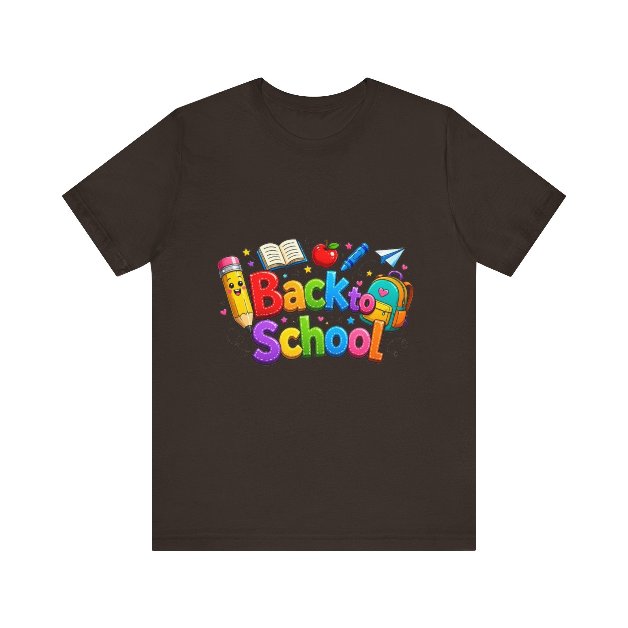 Back to School cartoon graphic Tee | Pencil, apple, books design