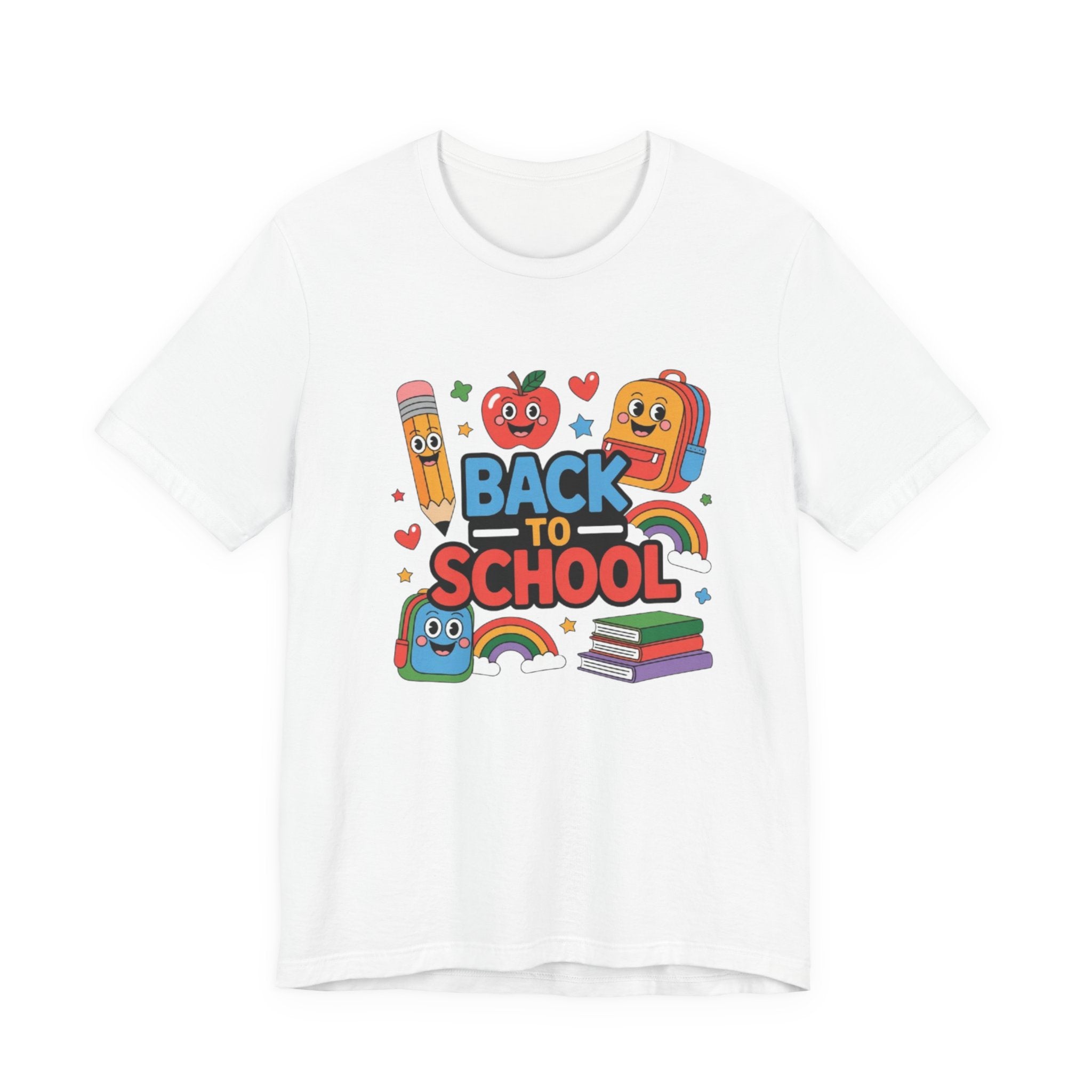 Back to School Cute Cartoon Characters T-Shirt | Pencil Apple Backpack Books|Gift Teacher shirt| School shirt|Teacher shirt