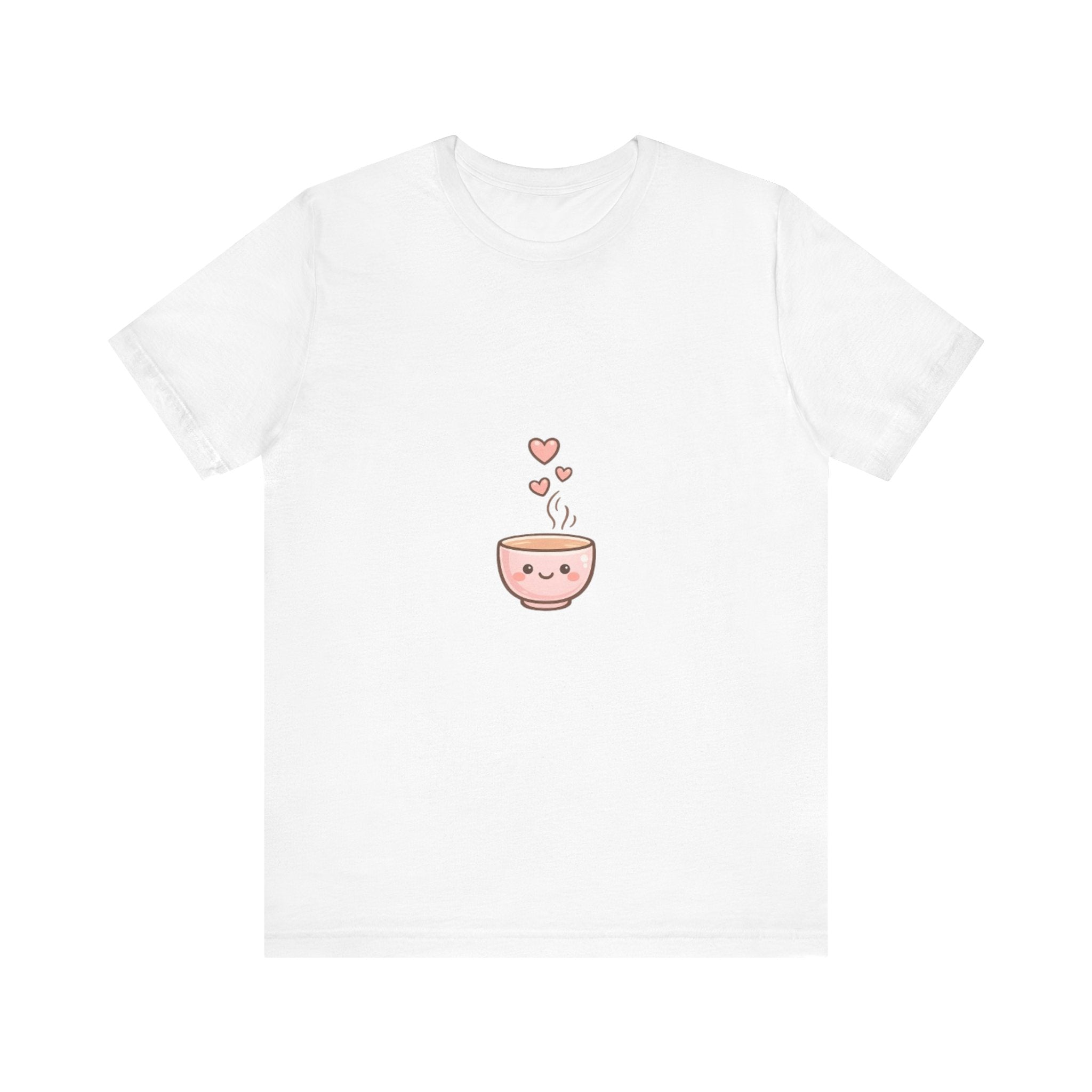 Cute Kawaii Coffee Cup T-Shirt | Smiling Mug with Hearts