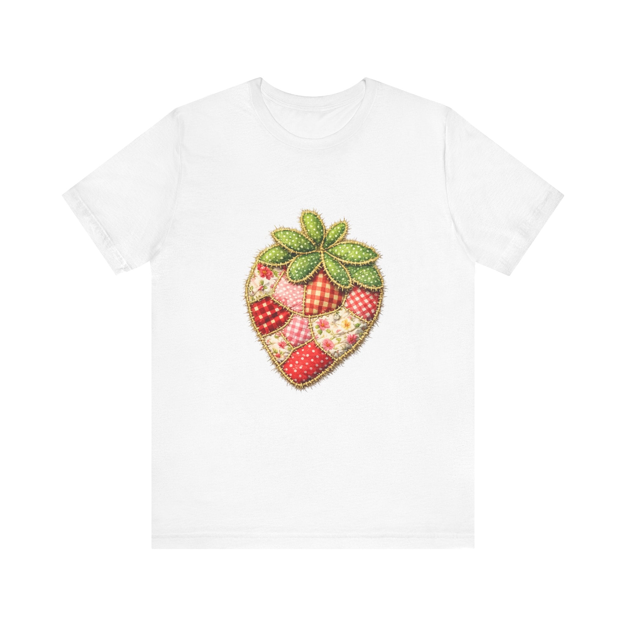 Custom Fruit Shirt  | Patchwork Strawberry Tee | Quilted Heart Fruit Illustration Tee