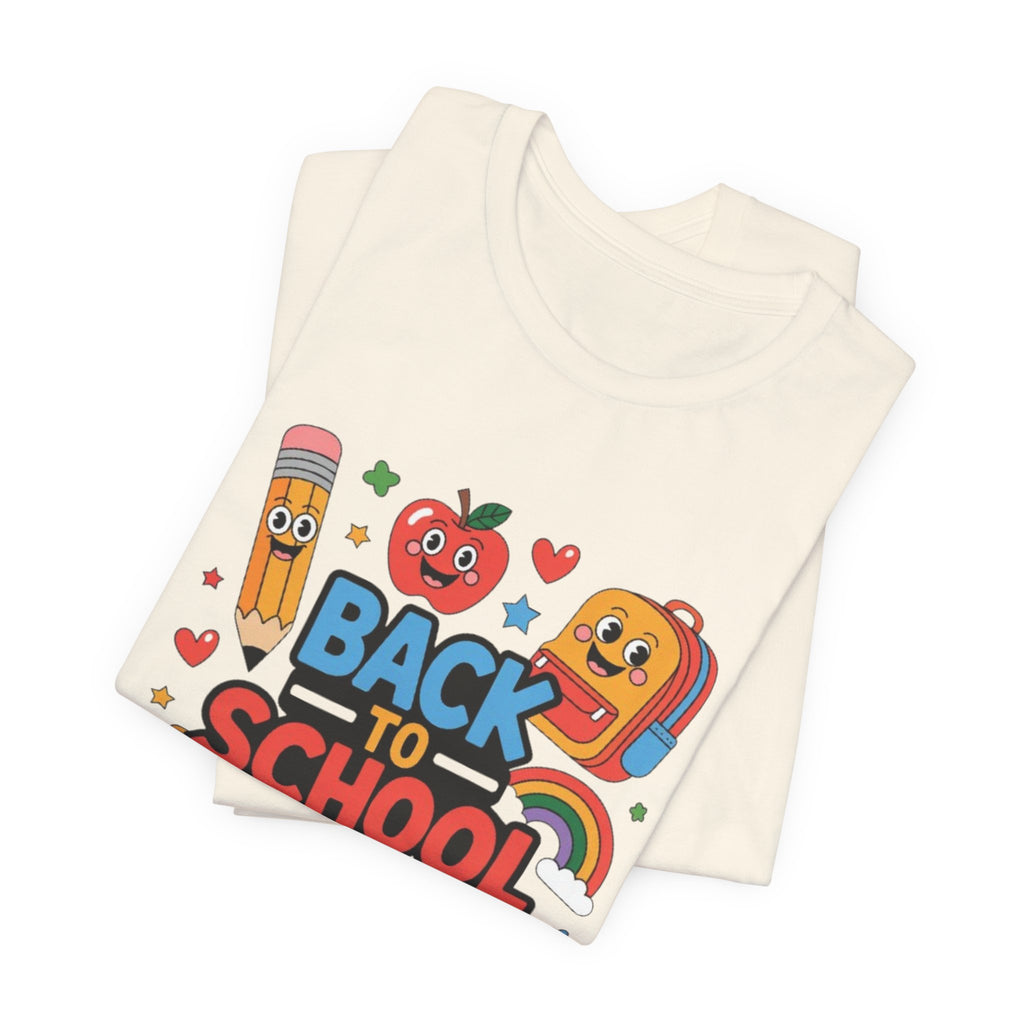 Back to School Cute Cartoon Characters T-Shirt | Pencil Apple Backpack Books|Gift Teacher shirt| School shirt|Teacher shirt