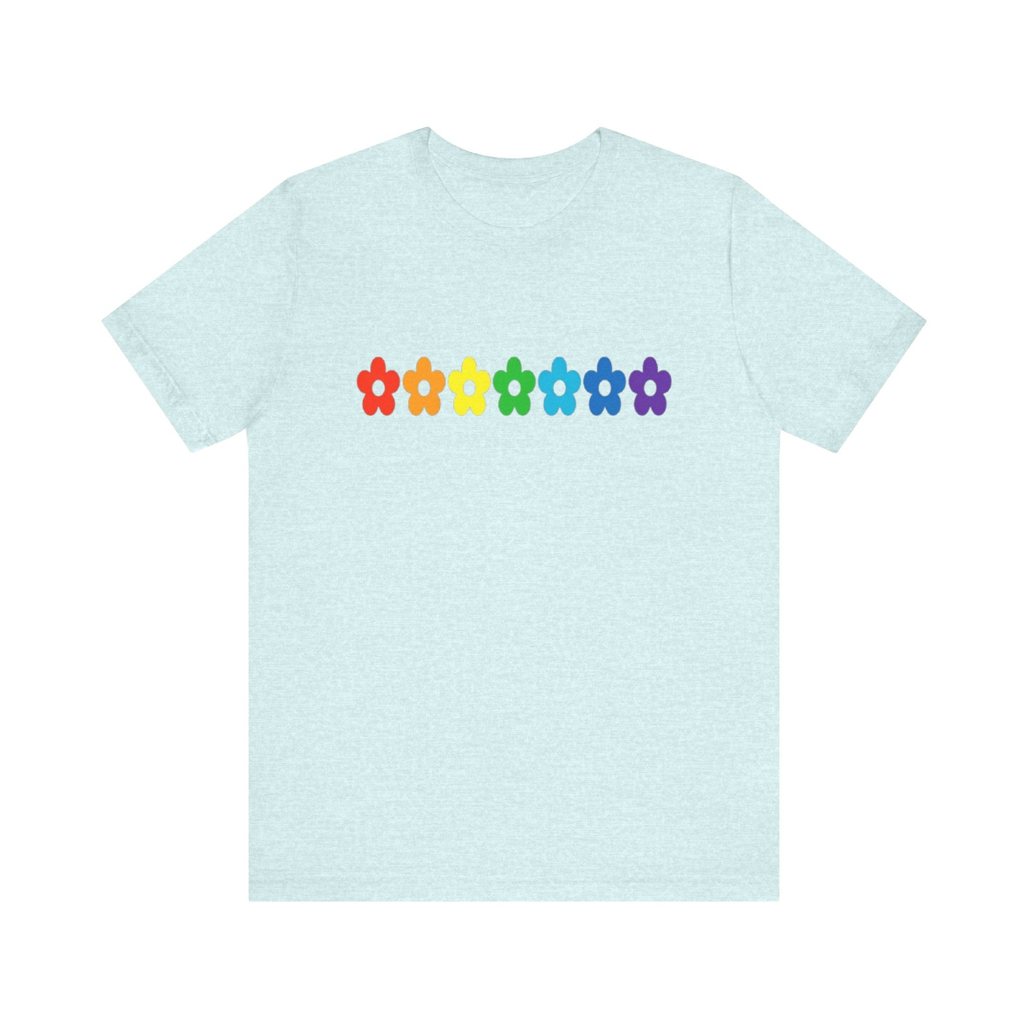 Rainbow Flower Row Tee | Pride Floral Graphic T-Shirt