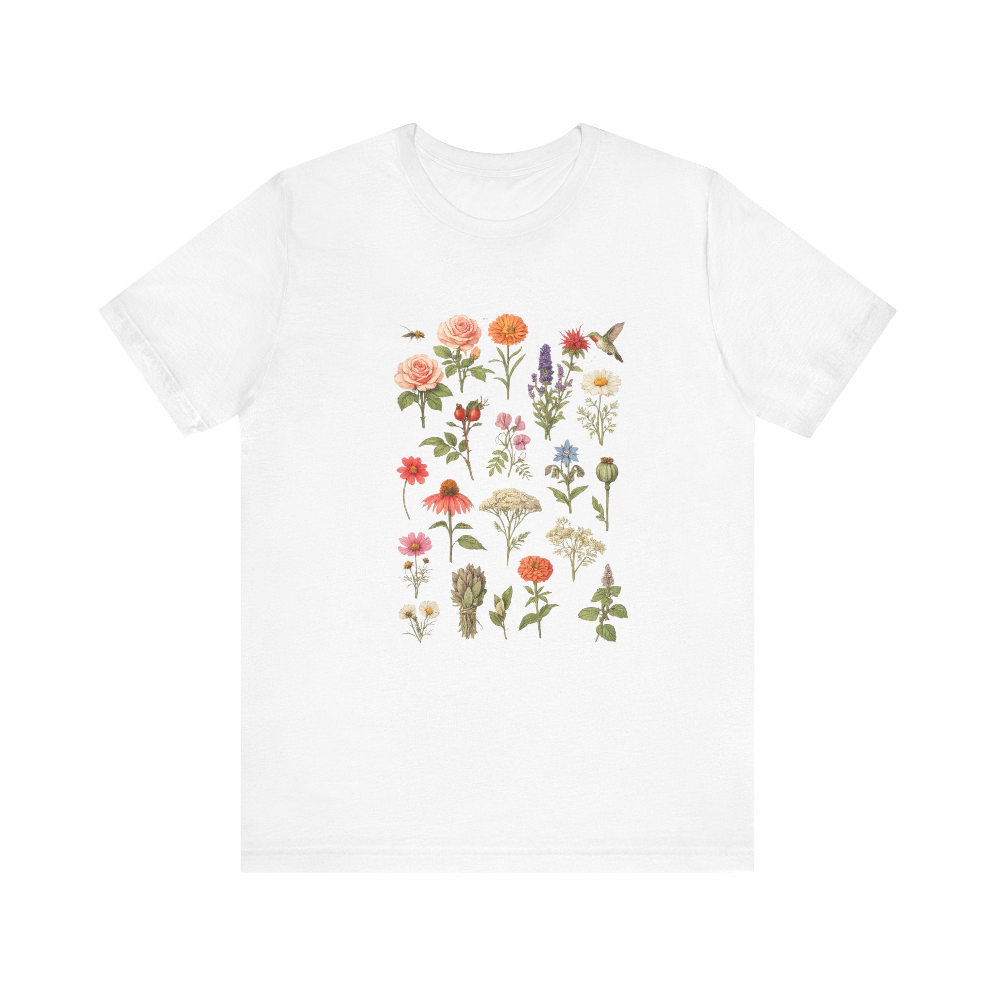 Wildflower Botanical Print Tee | Vintage Floral Illustration, Garden Plants