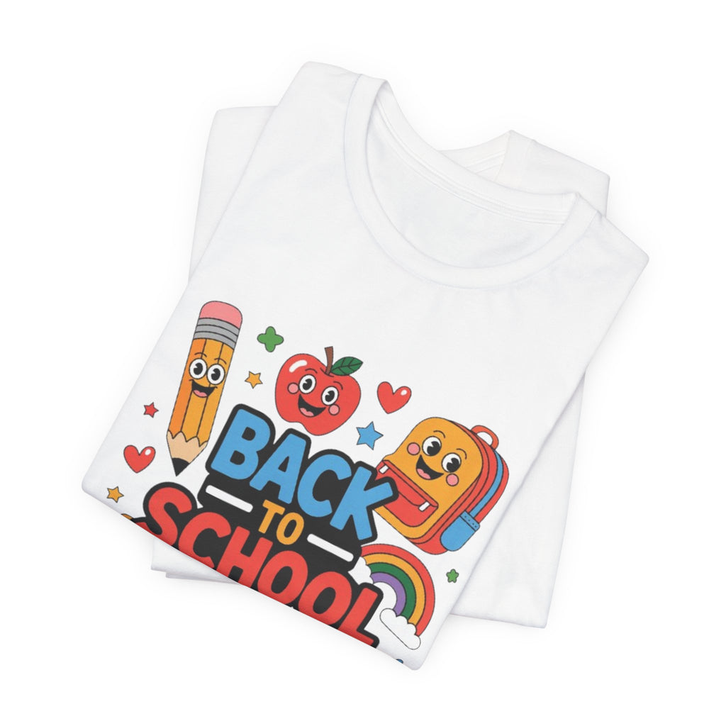 Back to School Cute Cartoon Characters T-Shirt | Pencil Apple Backpack Books|Gift Teacher shirt| School shirt|Teacher shirt