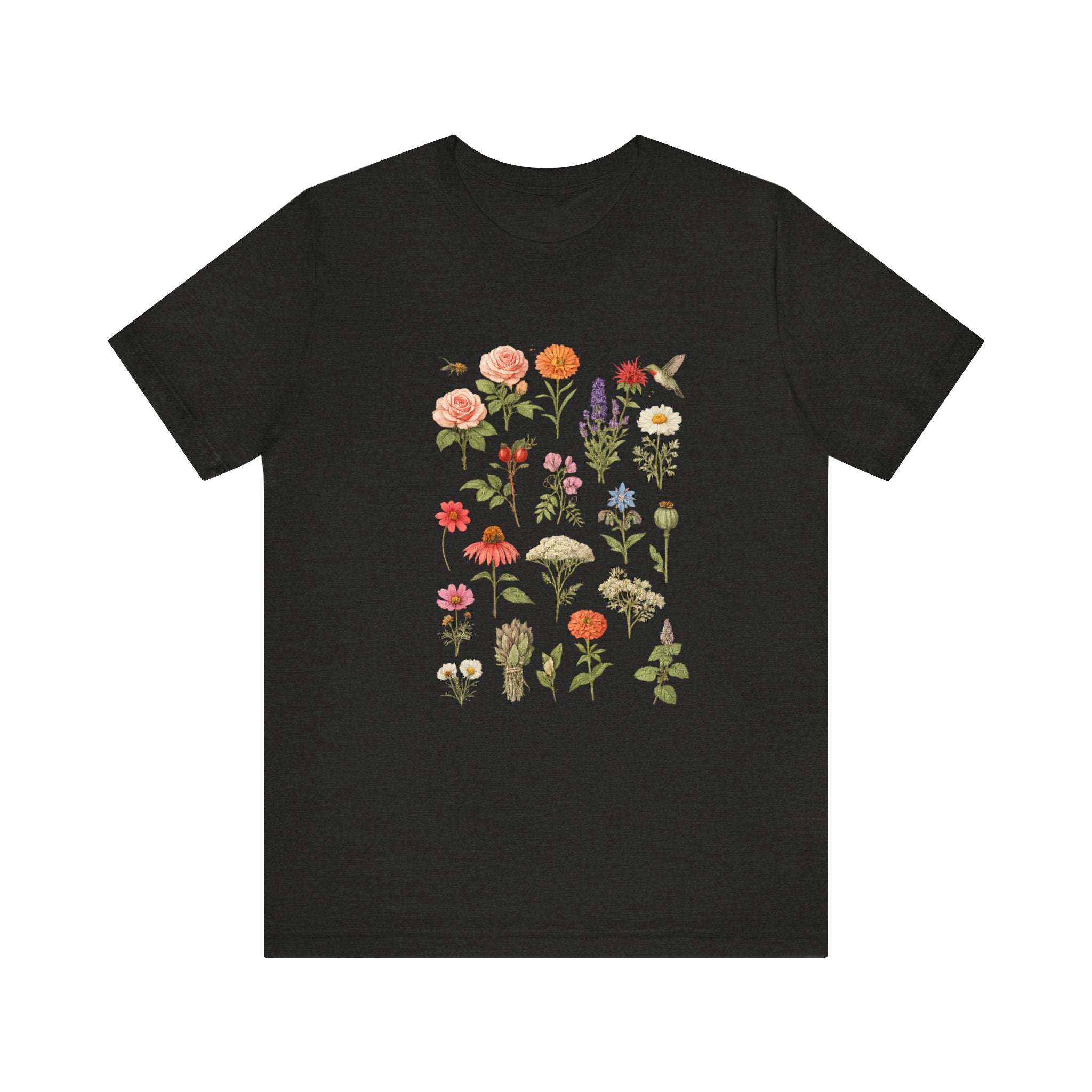 Wildflower Botanical Print Tee | Vintage Floral Illustration, Garden Plants