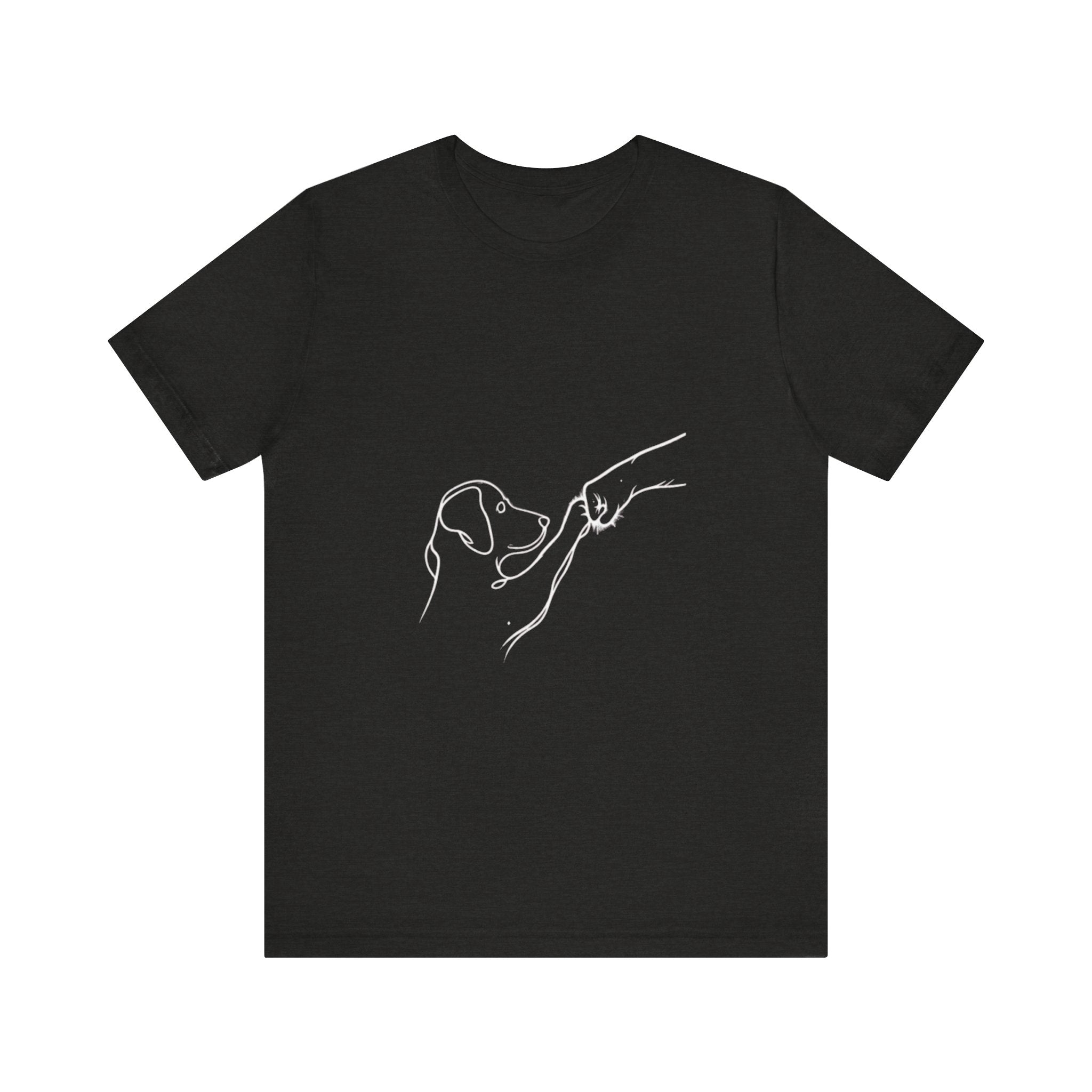 Dog and Moon Line Art Tee | Minimal Pet Illustration, White Shirt