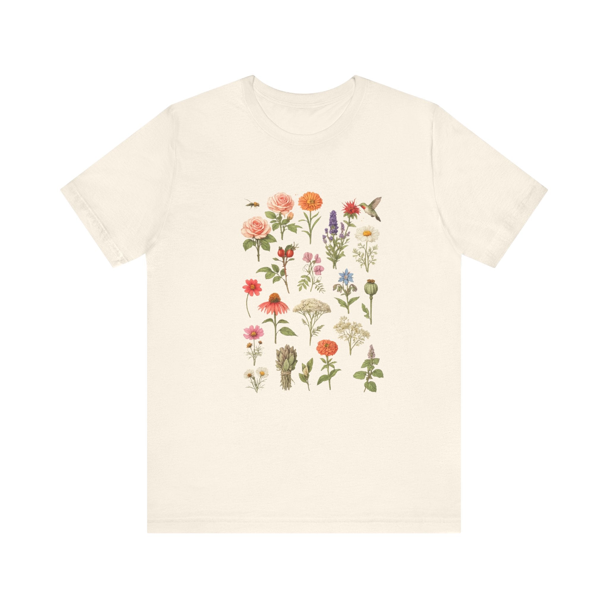 Wildflower Botanical Print Tee | Vintage Floral Illustration, Garden Plants