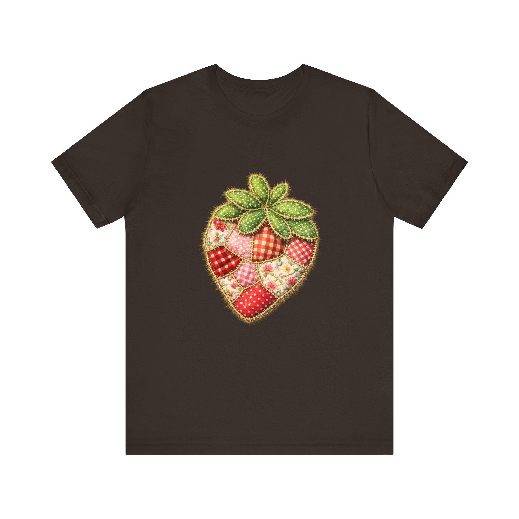 Custom Fruit Shirt  | Patchwork Strawberry Tee | Quilted Heart Fruit Illustration Tee