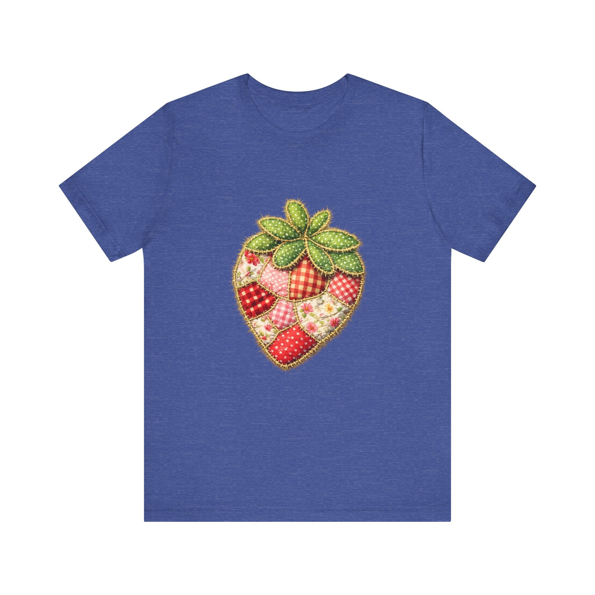 Custom Fruit Shirt  | Patchwork Strawberry Tee | Quilted Heart Fruit Illustration Tee