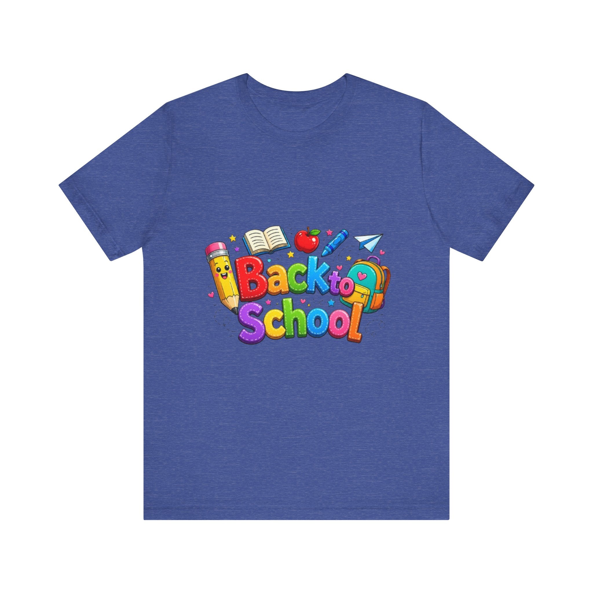 Back to School cartoon graphic Tee | Pencil, apple, books design