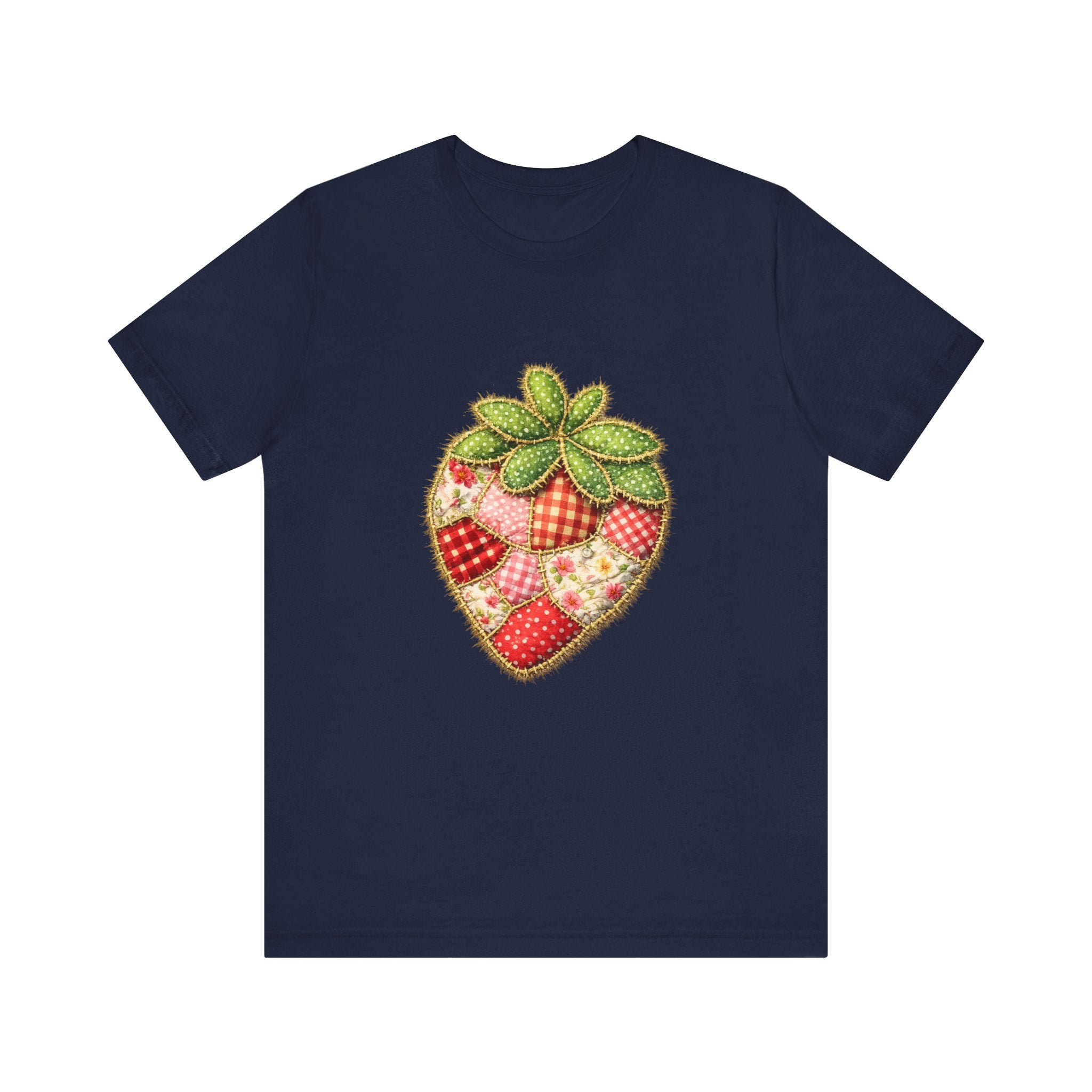 Custom Fruit Shirt  | Patchwork Strawberry Tee | Quilted Heart Fruit Illustration Tee