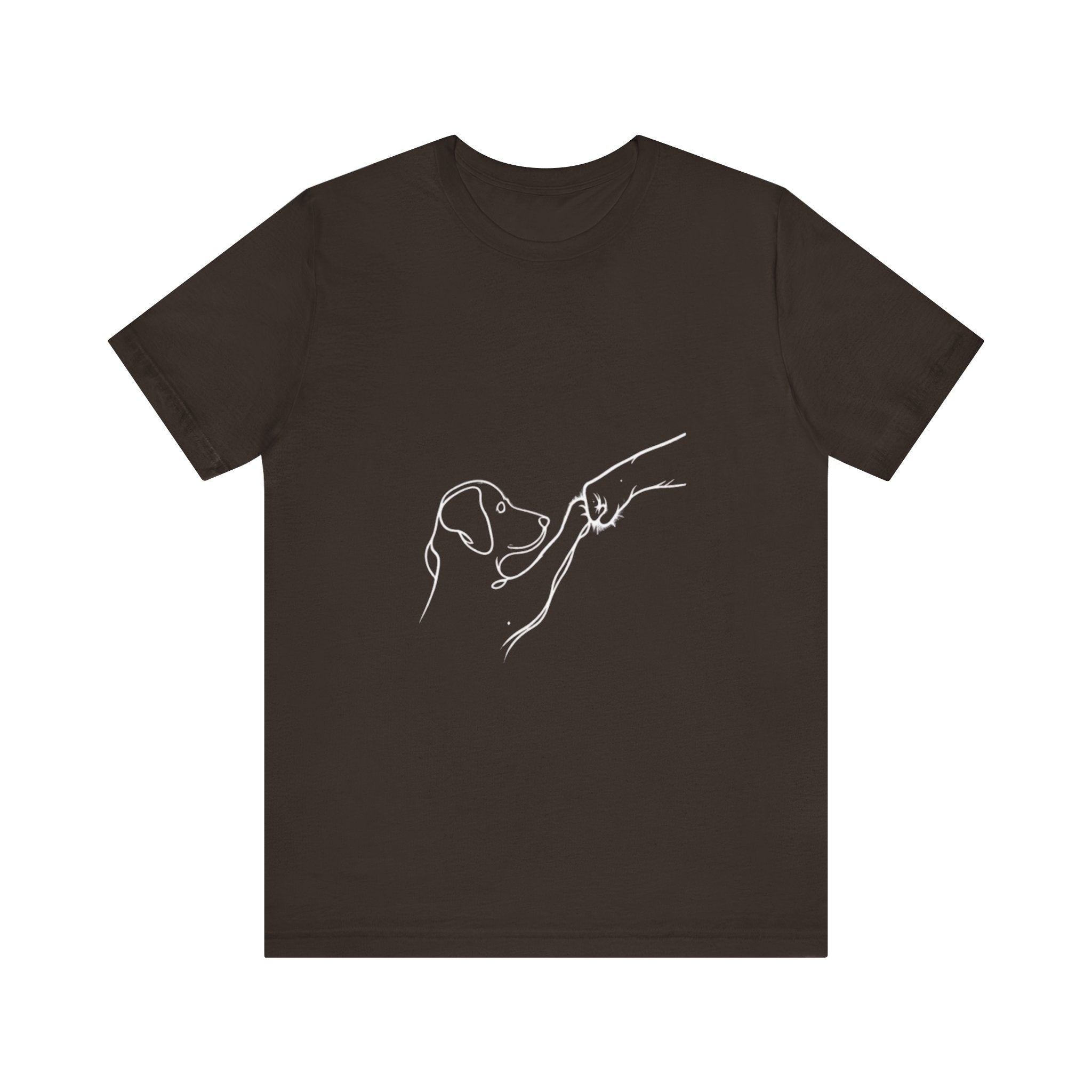 Dog and Moon Line Art Tee | Minimal Pet Illustration, White Shirt