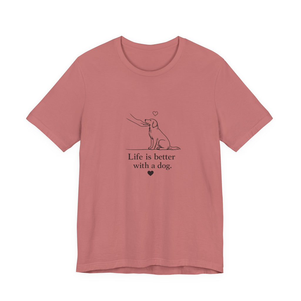 Life Is Better With a Dog tee | Dog Outline Illustration T-Shirt| Dog lover T-Shirt| Pet lover T-Shirt