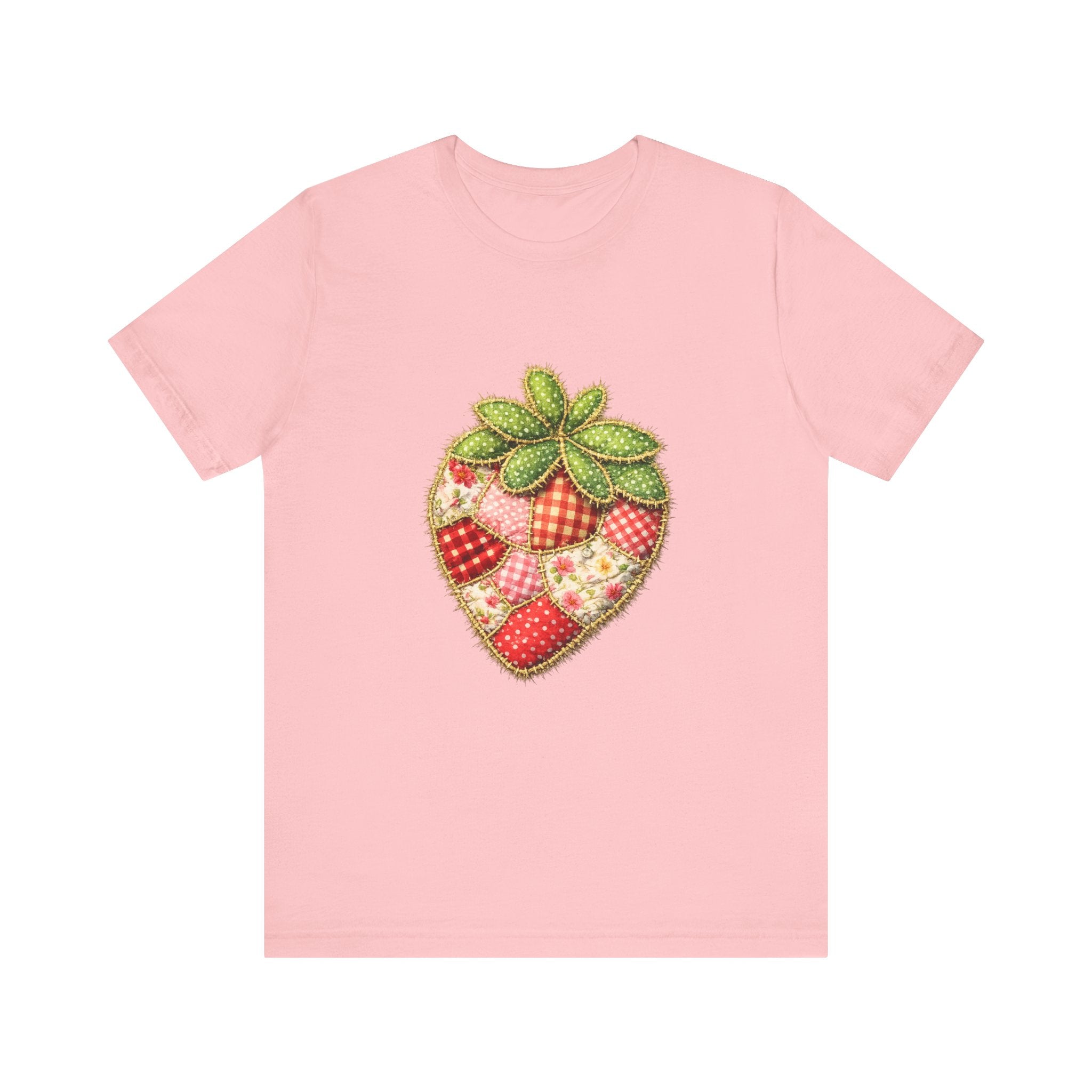 Custom Fruit Shirt  | Patchwork Strawberry Tee | Quilted Heart Fruit Illustration Tee