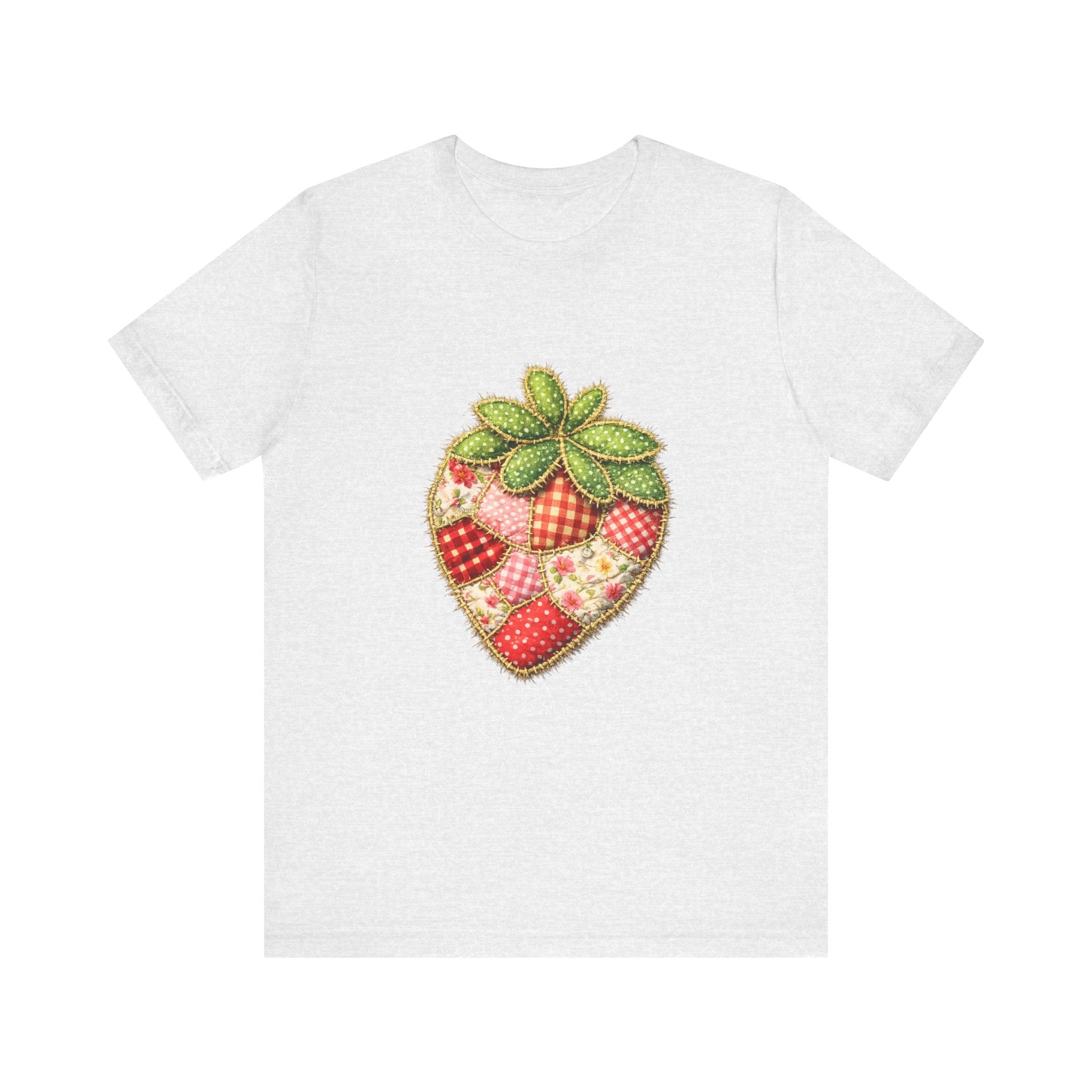 Custom Fruit Shirt  | Patchwork Strawberry Tee | Quilted Heart Fruit Illustration Tee
